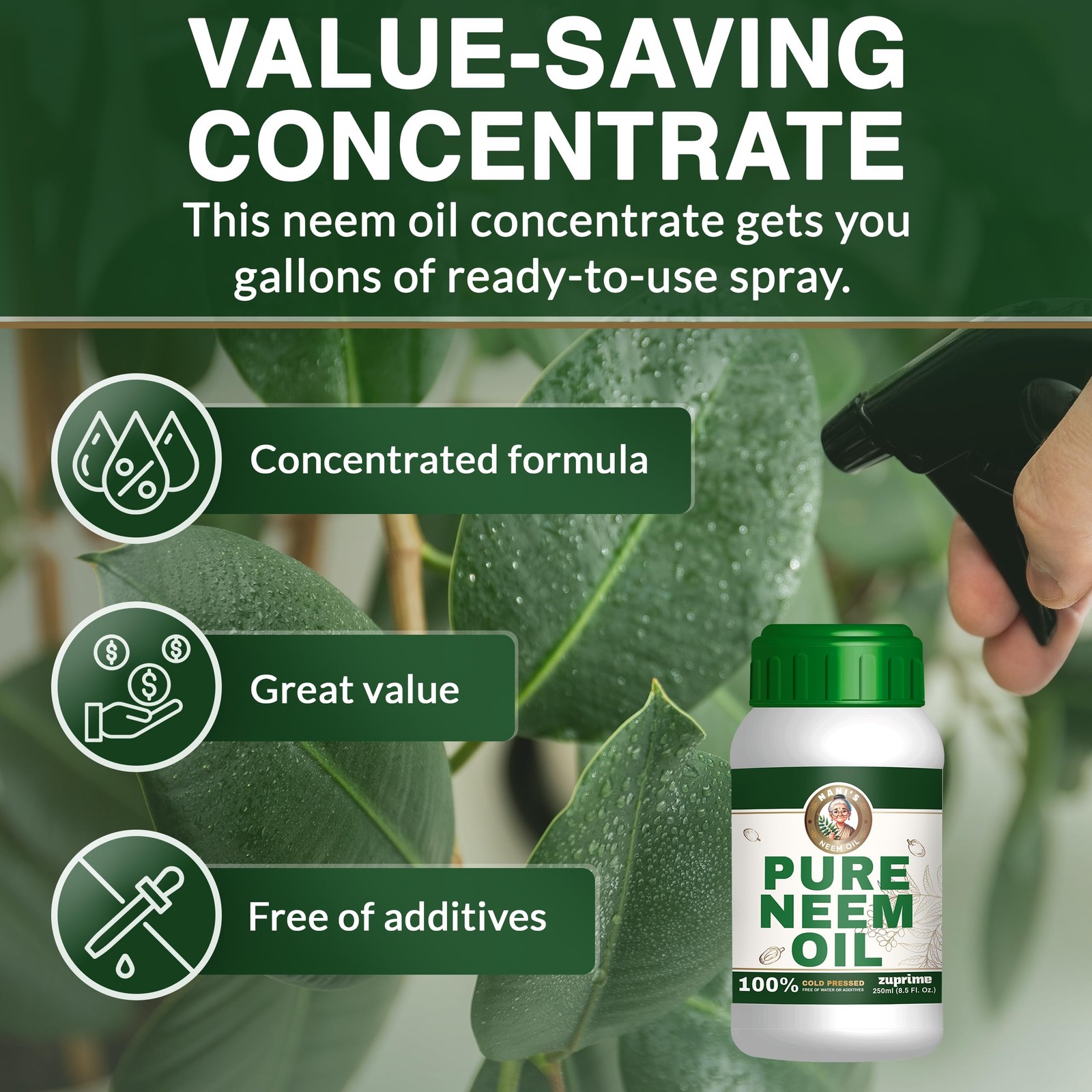 Nani’s Pure Neem Oil for Plants Concentrate Dilute for Use as Organic Neem O…
