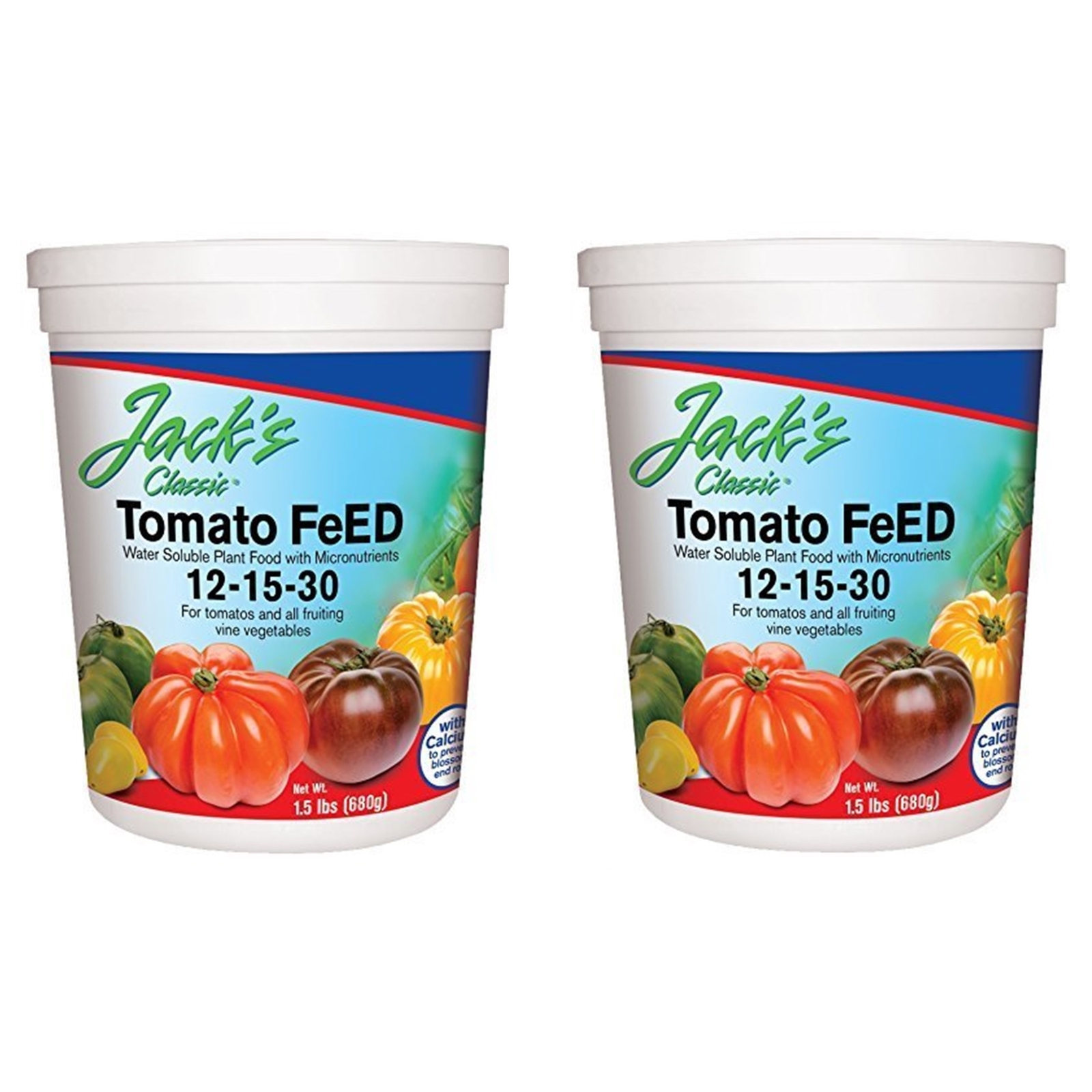 Jack’s Classic 12-15-30 Tomato FeED Water-Soluble Fertilizer, 1.5lbs, 2 Pack