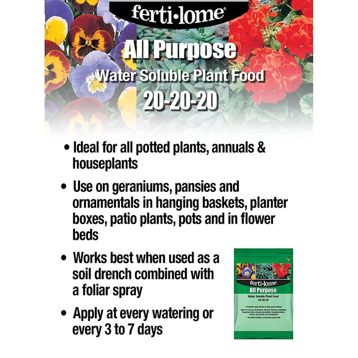 Fertilome All Purpose Water Soluble Plant Food 20-20-20 Fertilizer, 8oz