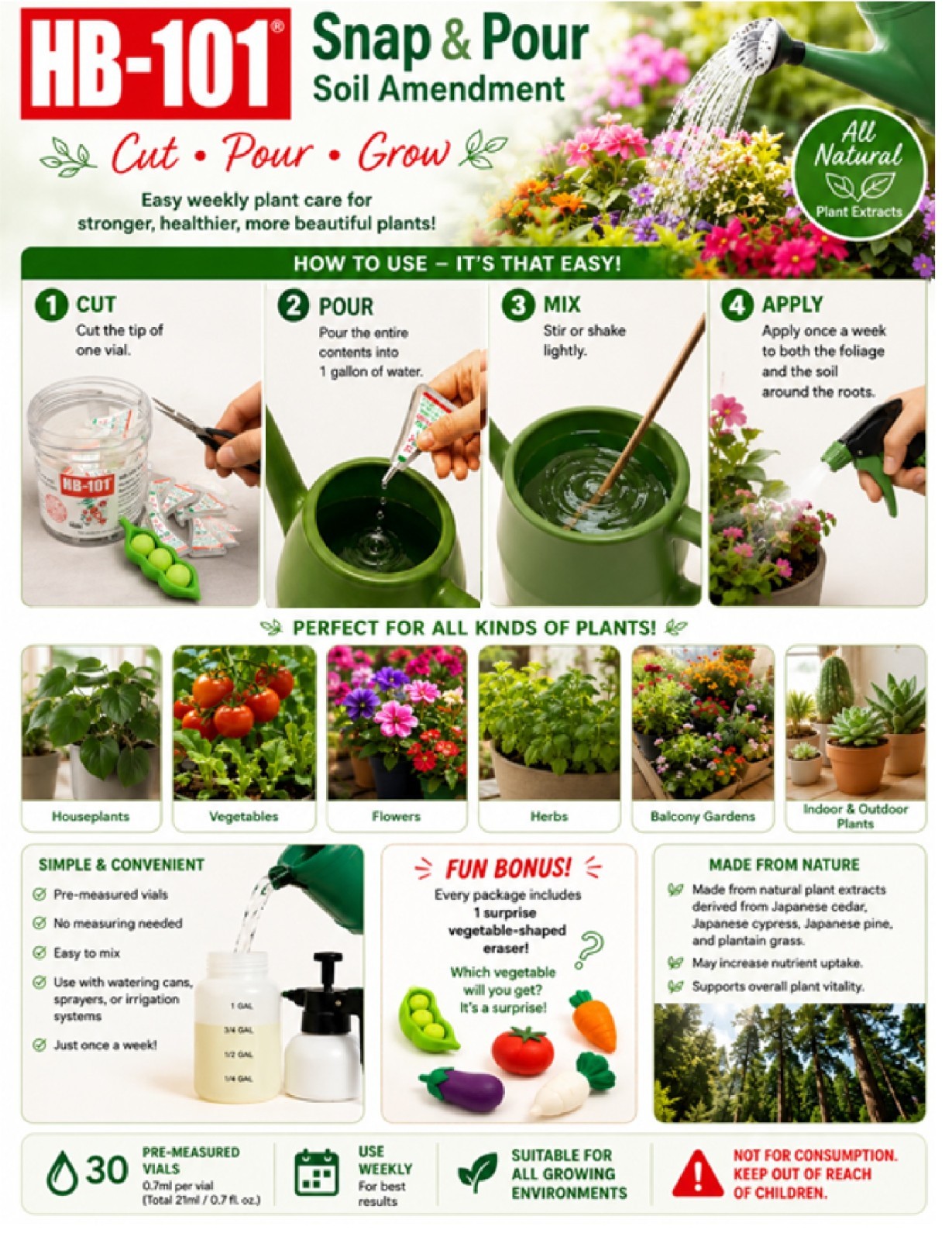 HB-101 All Purpose Organic Plant Vitalizer Snip and Pour