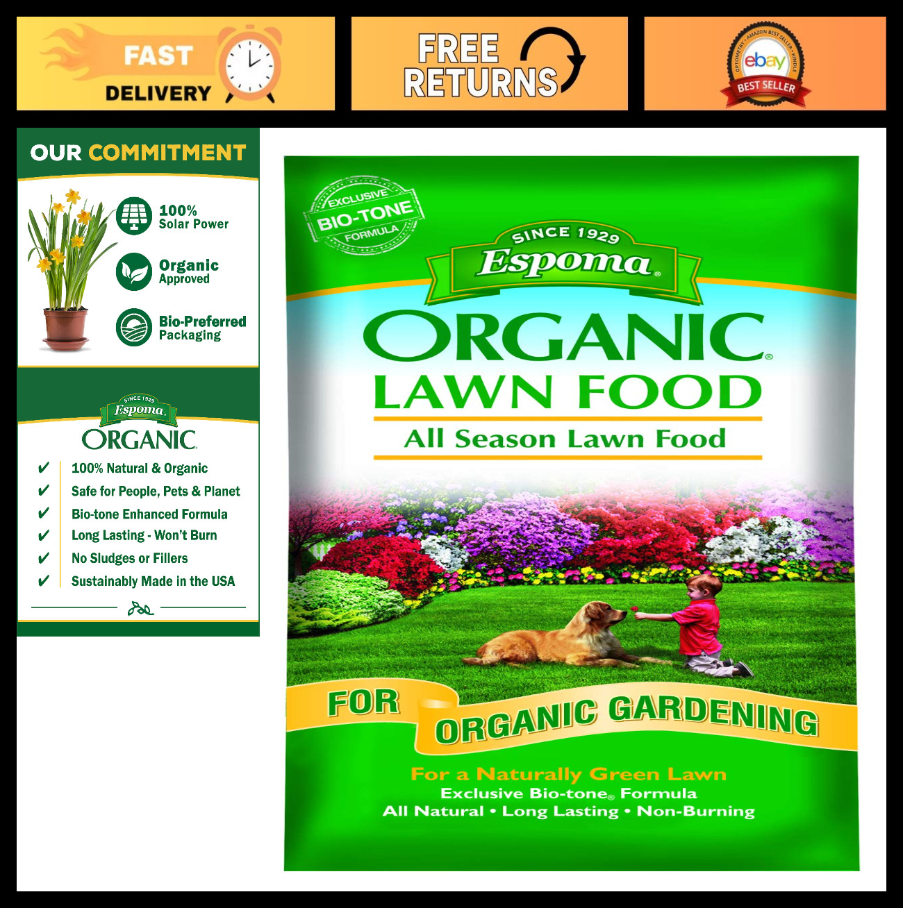 Organic All Season Lawn Food – 28 lb Natural Fertilizer for Healthy Grass