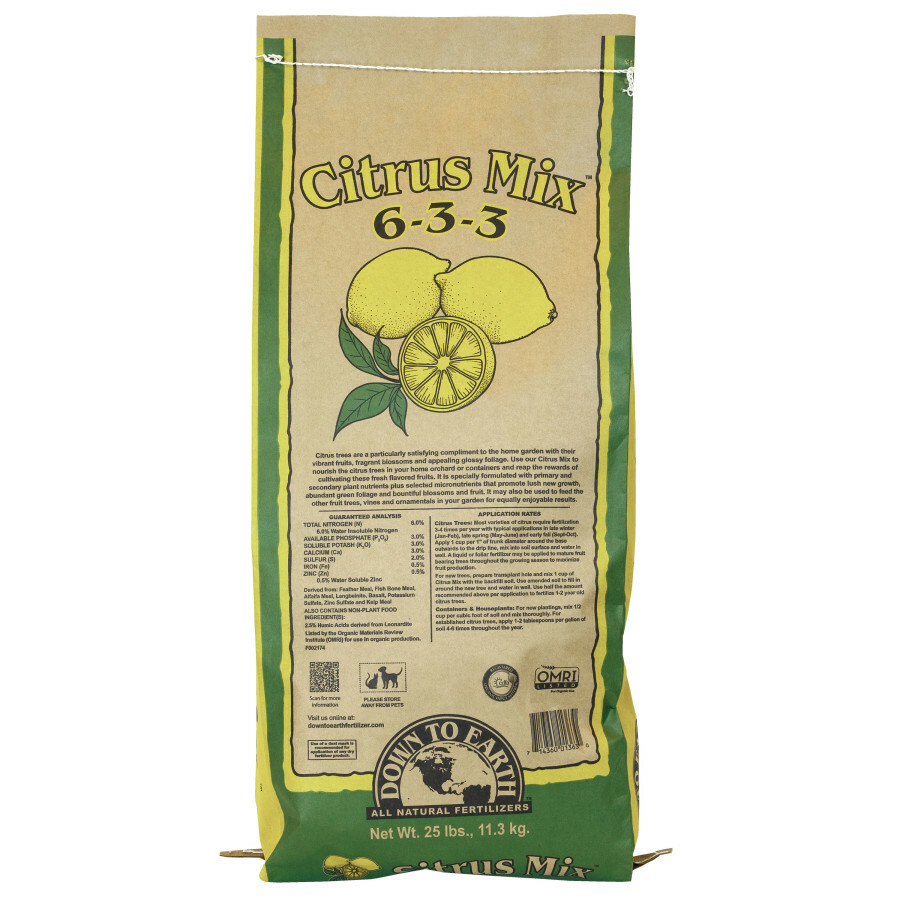 DOWN TO EARTH CITRUS MIX NATURAL FERTILIZER 6-3-3 OMRI 1EA/25 LB