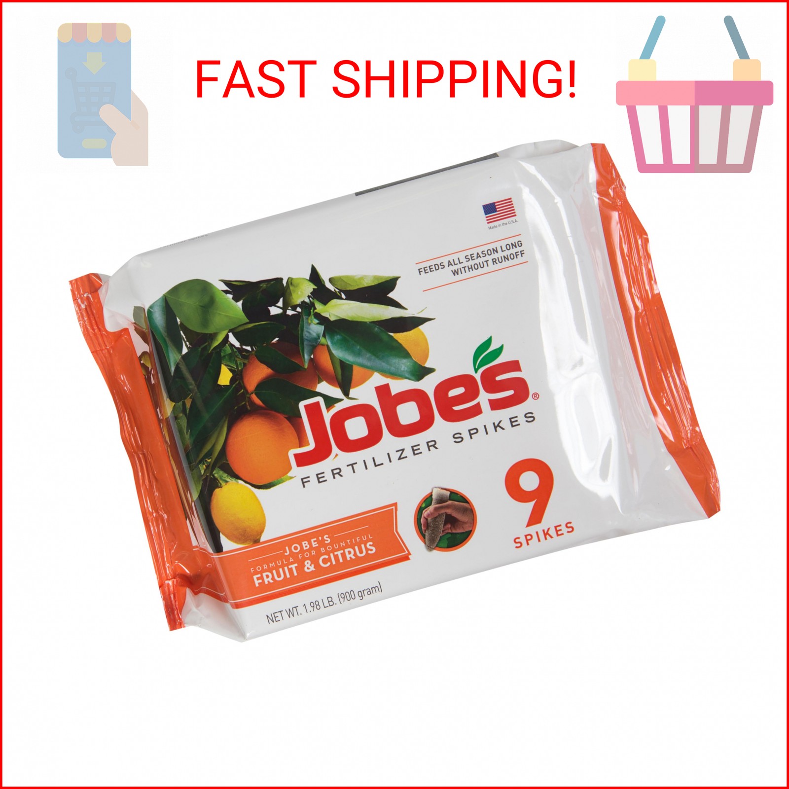 Jobe’s Garden Fertilizer Spikes, Easy Plant Care Slow Release Fertilizer for Fru