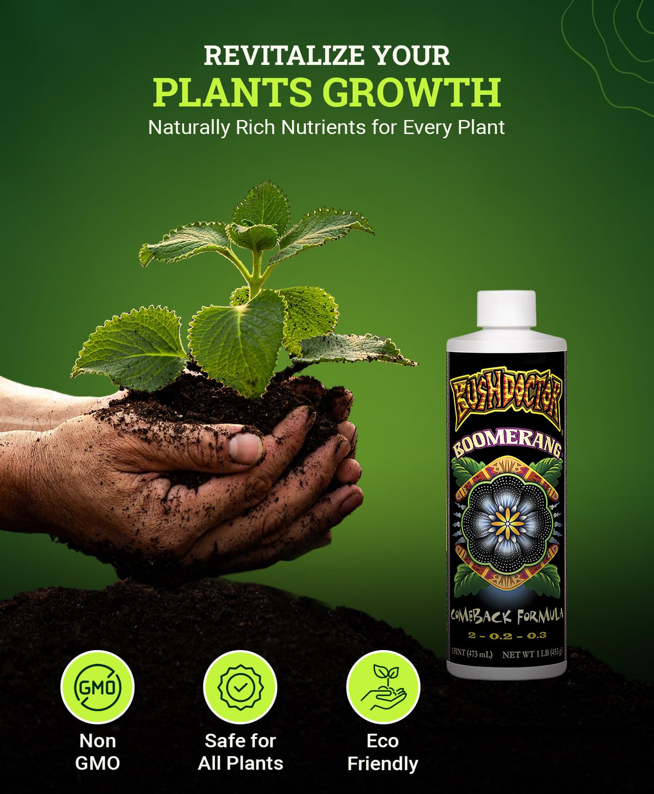 Bushdoctor Boomerang Fertilizer 1 Pint Root Booster for Stressed Plants