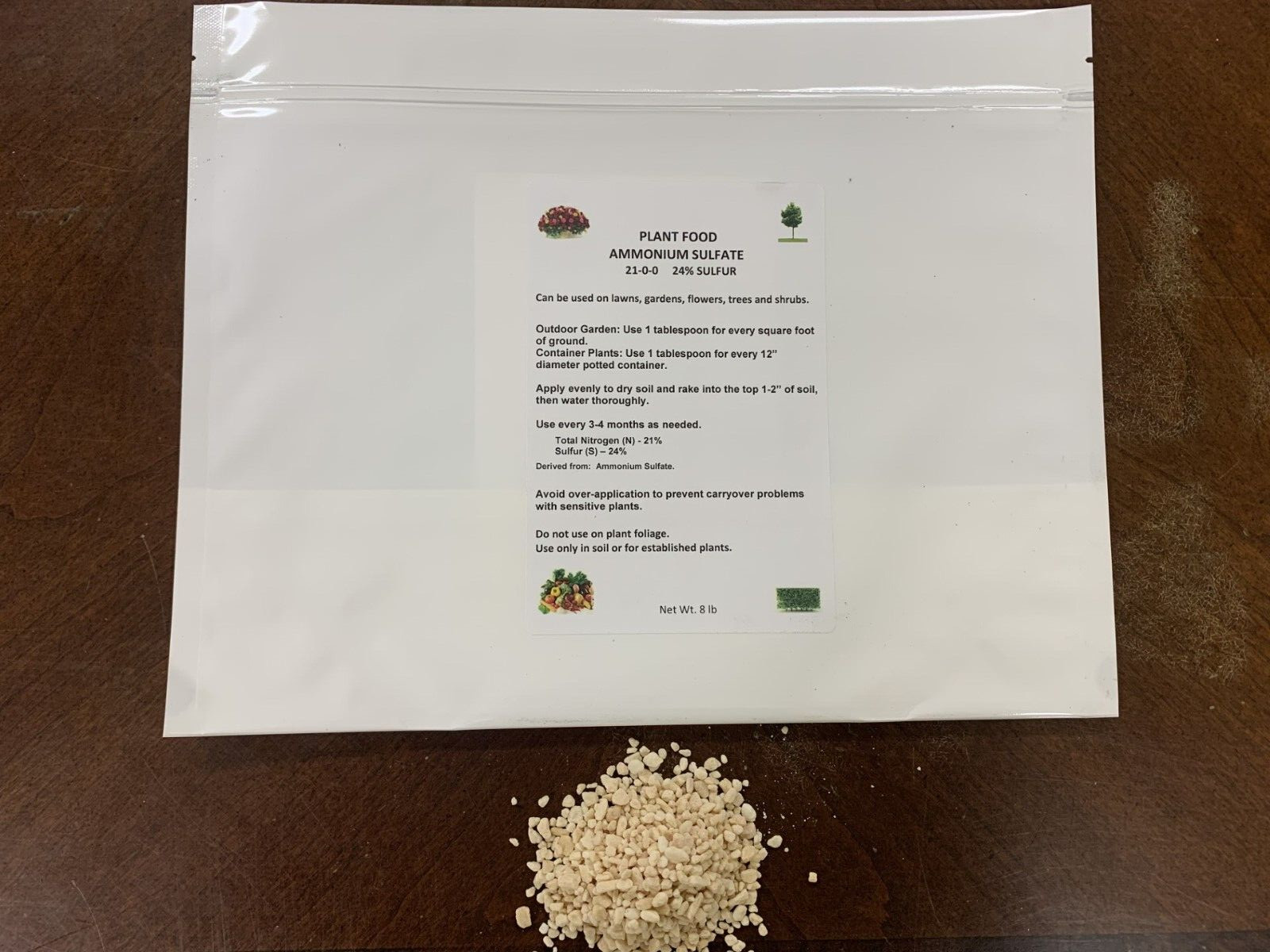 FERTILIZER AMMONIUM SULFATE 21-0-0 GRANULAR SOLUBLE 8 LB BAG – HIGH NITROGEN