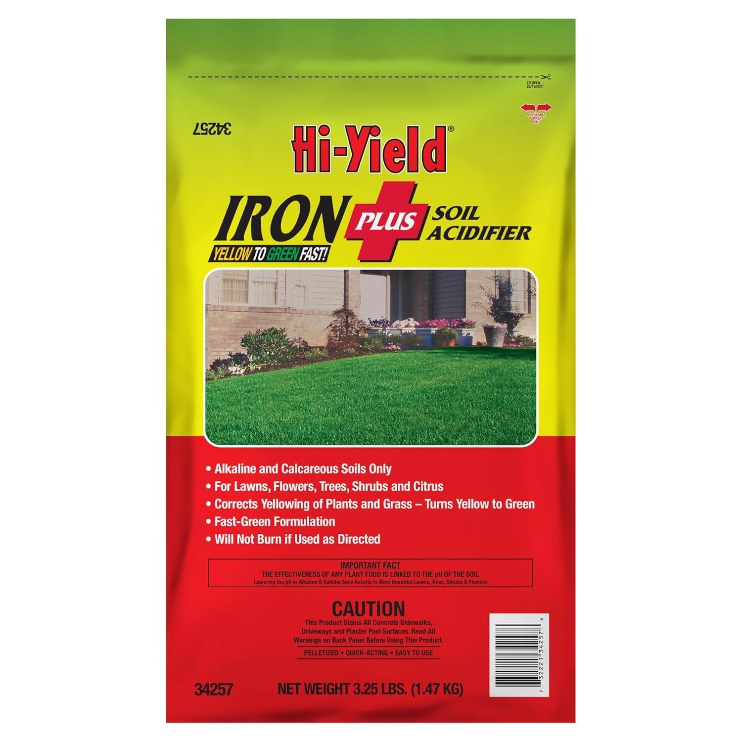 Hi-Yield Iron Plus Soil Acidifier Yellow To Green 34257, 11-0-0 3.25 Lbs NEW