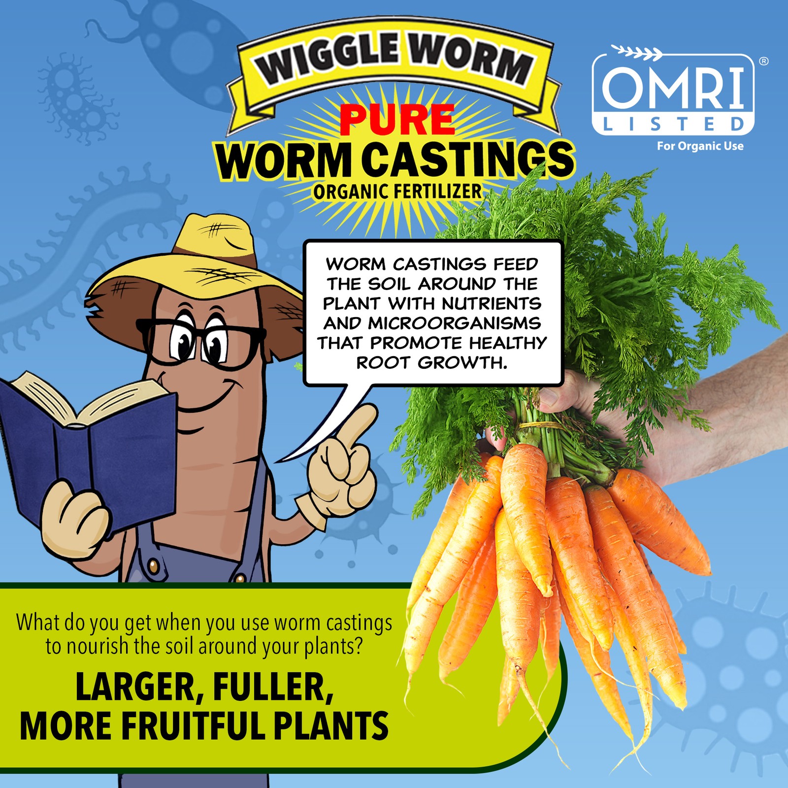 Worm Castings Organic Fertilizer, WIGGLE WORM Soil Builder, 30-pounds(2-Pack)