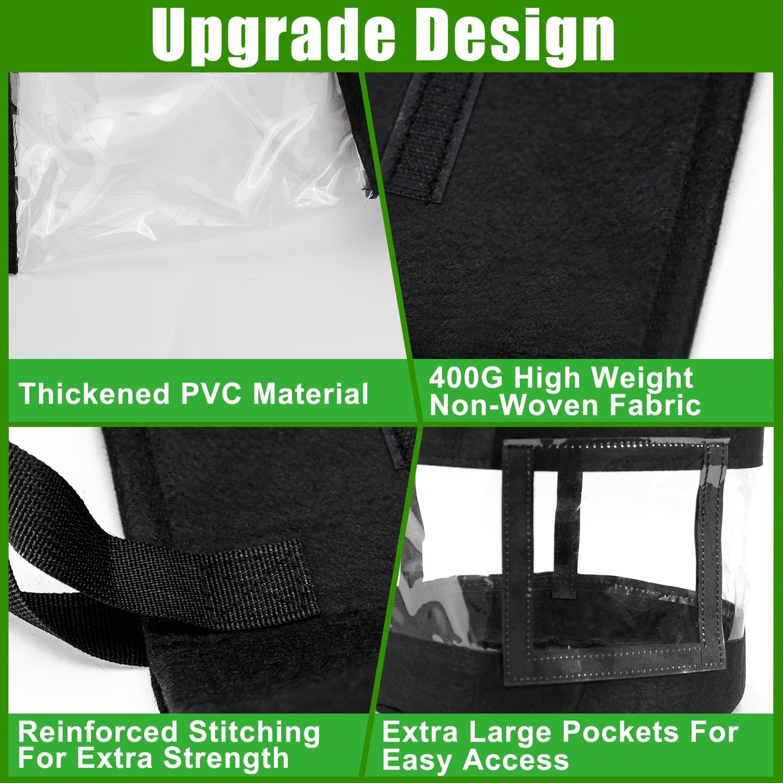 4 Pack 10 Gallon 360°Visible Potato Grow Bags,Heavy Duty Thickened Nonwoven