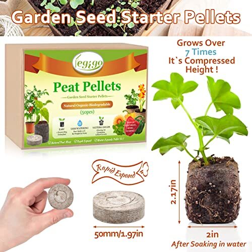 50Pcs 50mm Peat Pellets Starter Pods Fiber Soil Plant Starting Plugs Peat Pellet