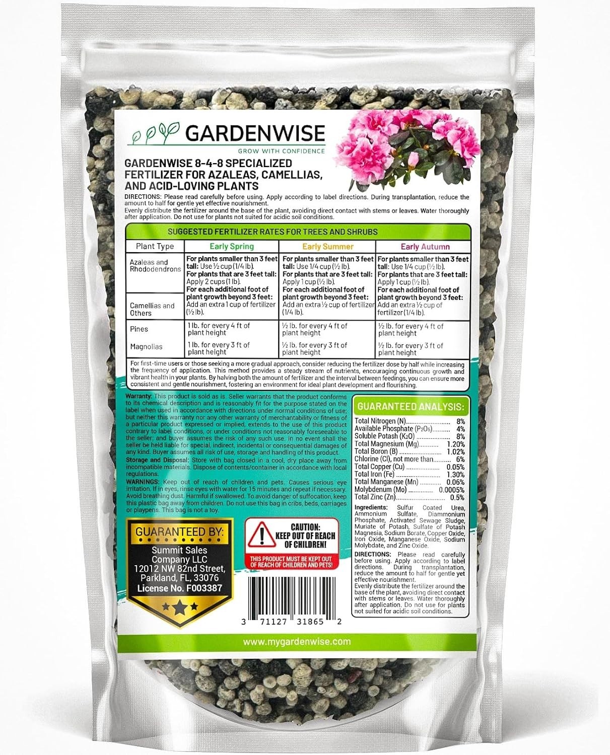 Eco-Friendly 8-4-8 Fertilizer 12 OZ – Nourishment for Gardenias & Rhododendrons