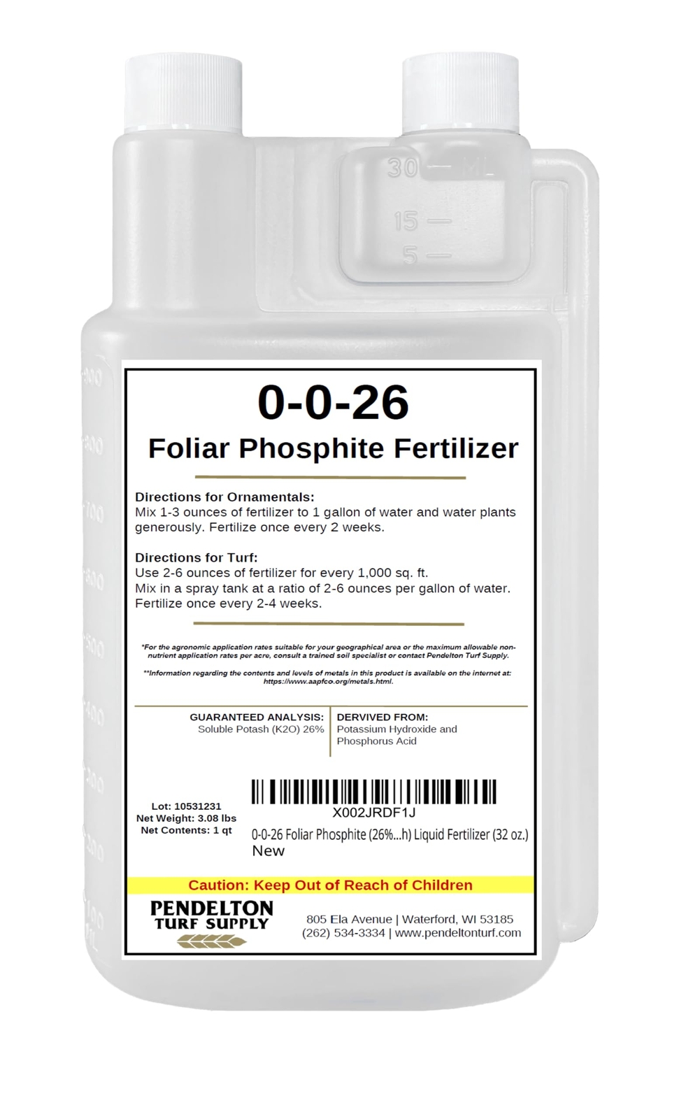 0026 Foliar Phosphite 26% Soluble Potash Liquid Fertilizer 32 Oz.