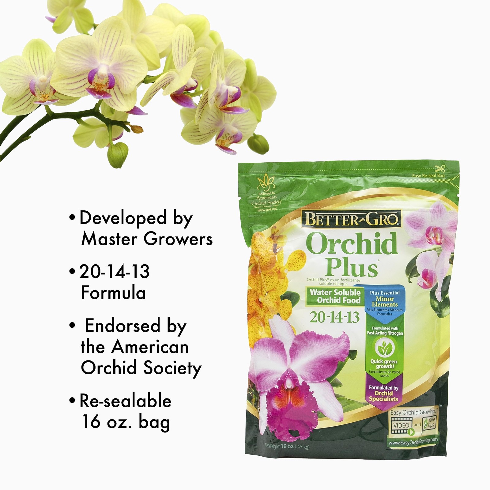 Orchid Plus 20-14-13 – Urea-Free Orchid Fertilizer for Vigorous Growth, Water…