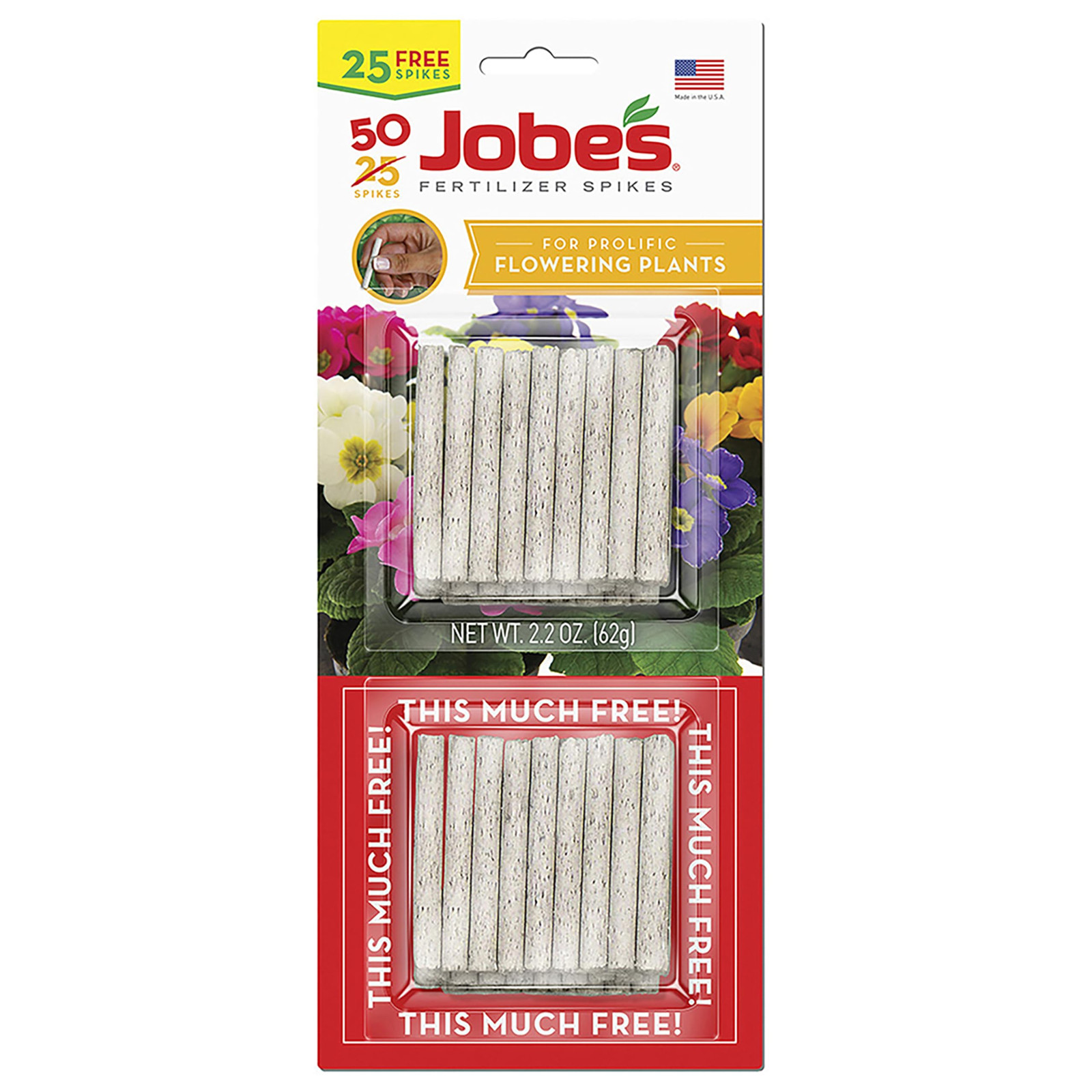 Jobe’s Flowering Plant Fertilizer Spikes 10-10-4 NPK Indoor Houseplants 50 Count