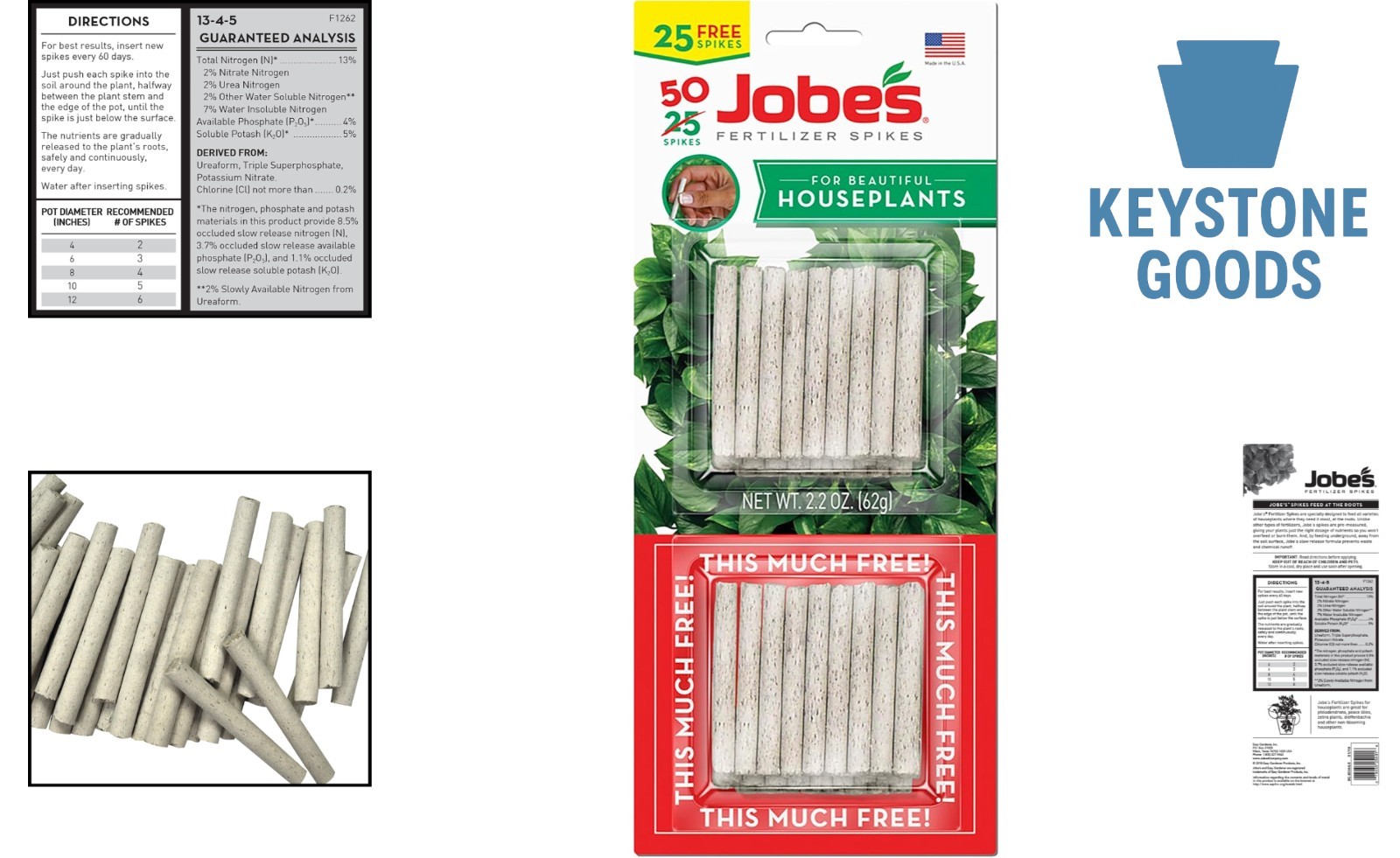 50 Count Indoor Plant Fertilizer Spikes – Easy Care for Houseplants & Flowers