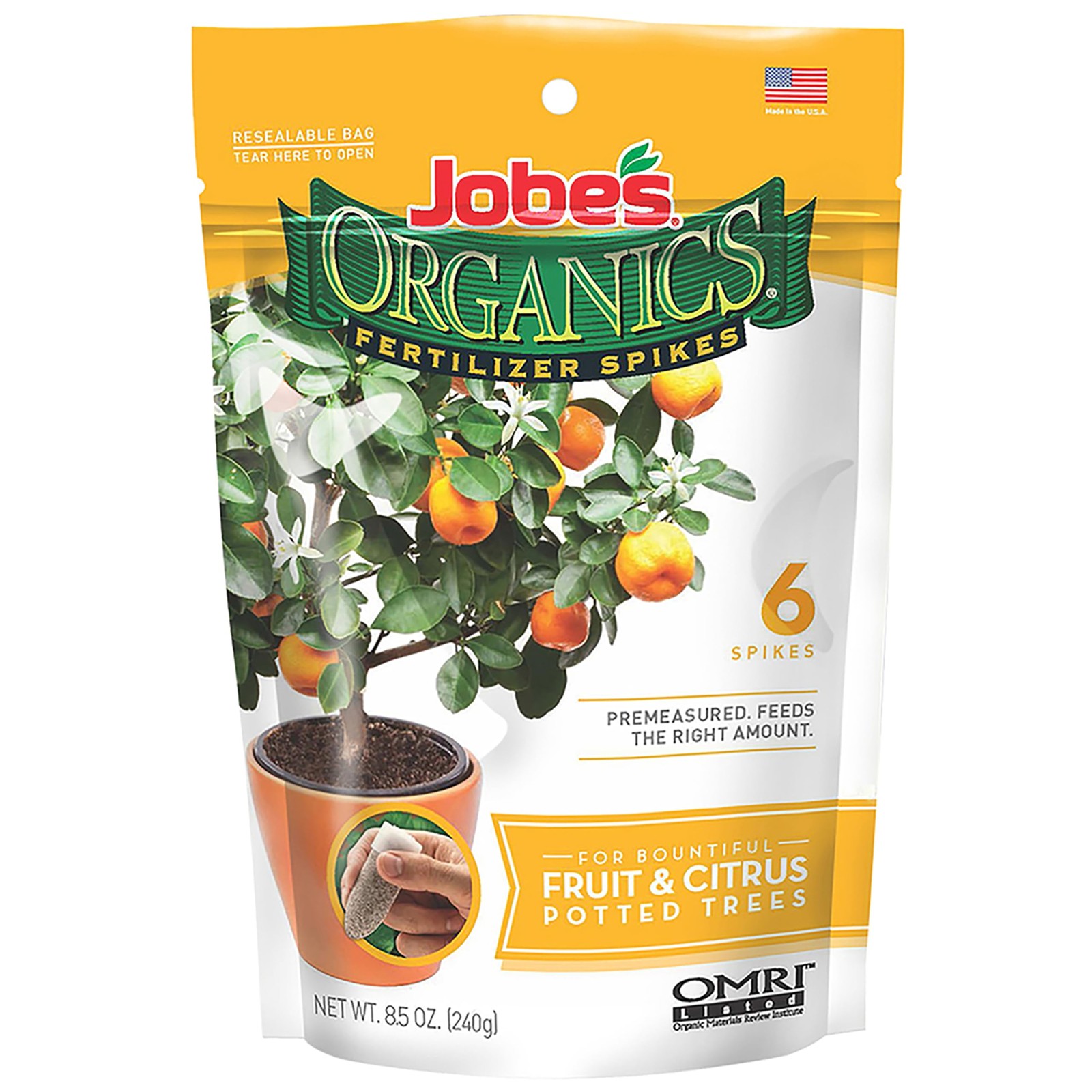 Organic Fruit Citrus Fertilizer Spikes 6 Count for Plant Growth