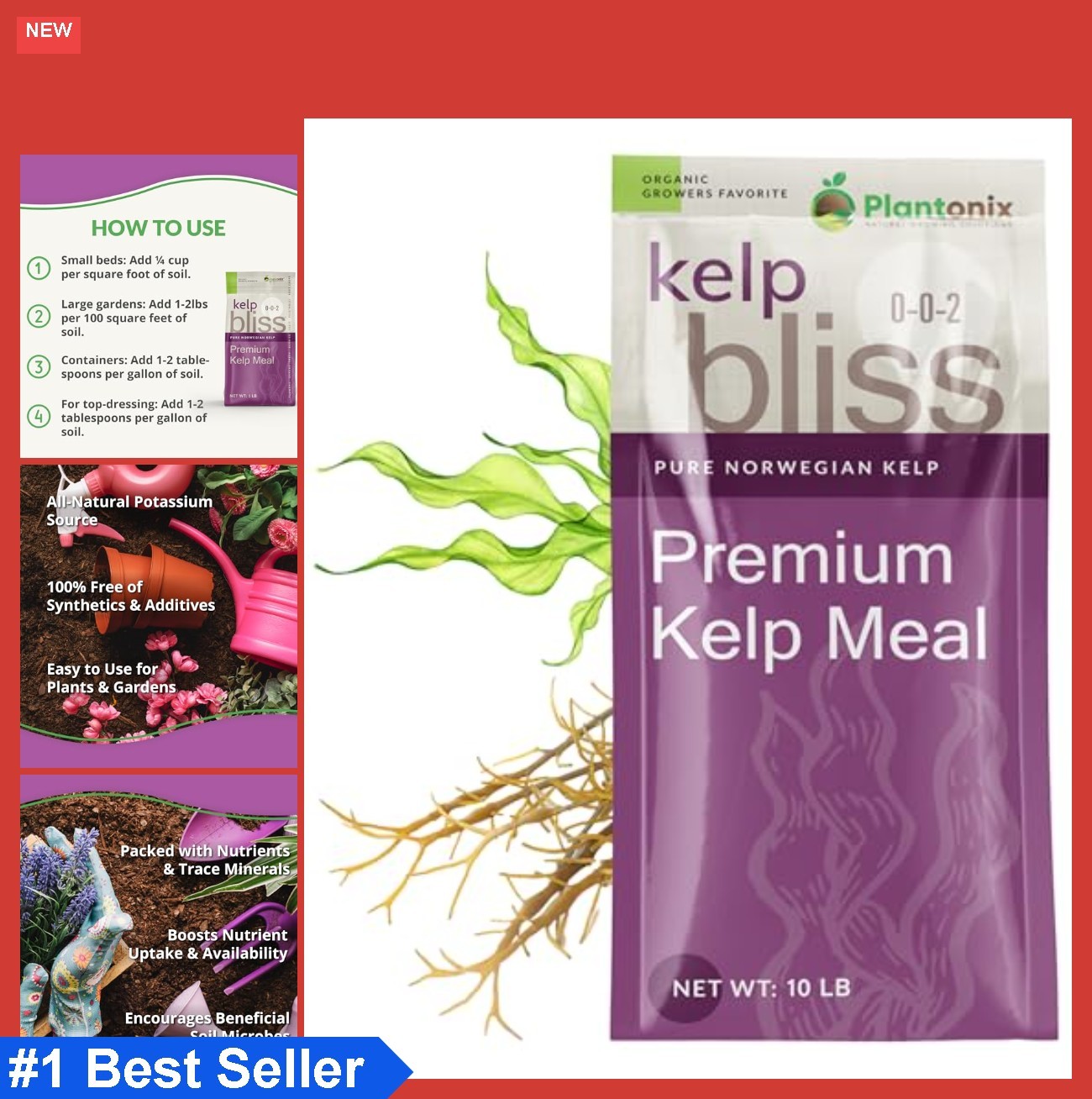 Kelp Meal Fertilizer 10lbs 100 Organic Seaweed Plant Food Garden Soil Amendment