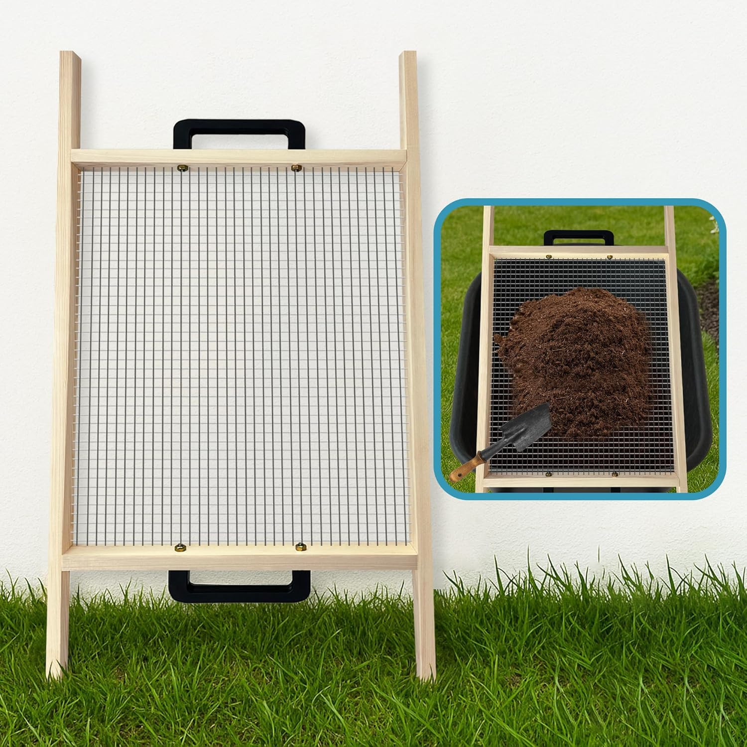 Large Soil Sifter, Rock Sifter Garden Sieve Soil Dirt Leaves for Gardening,
