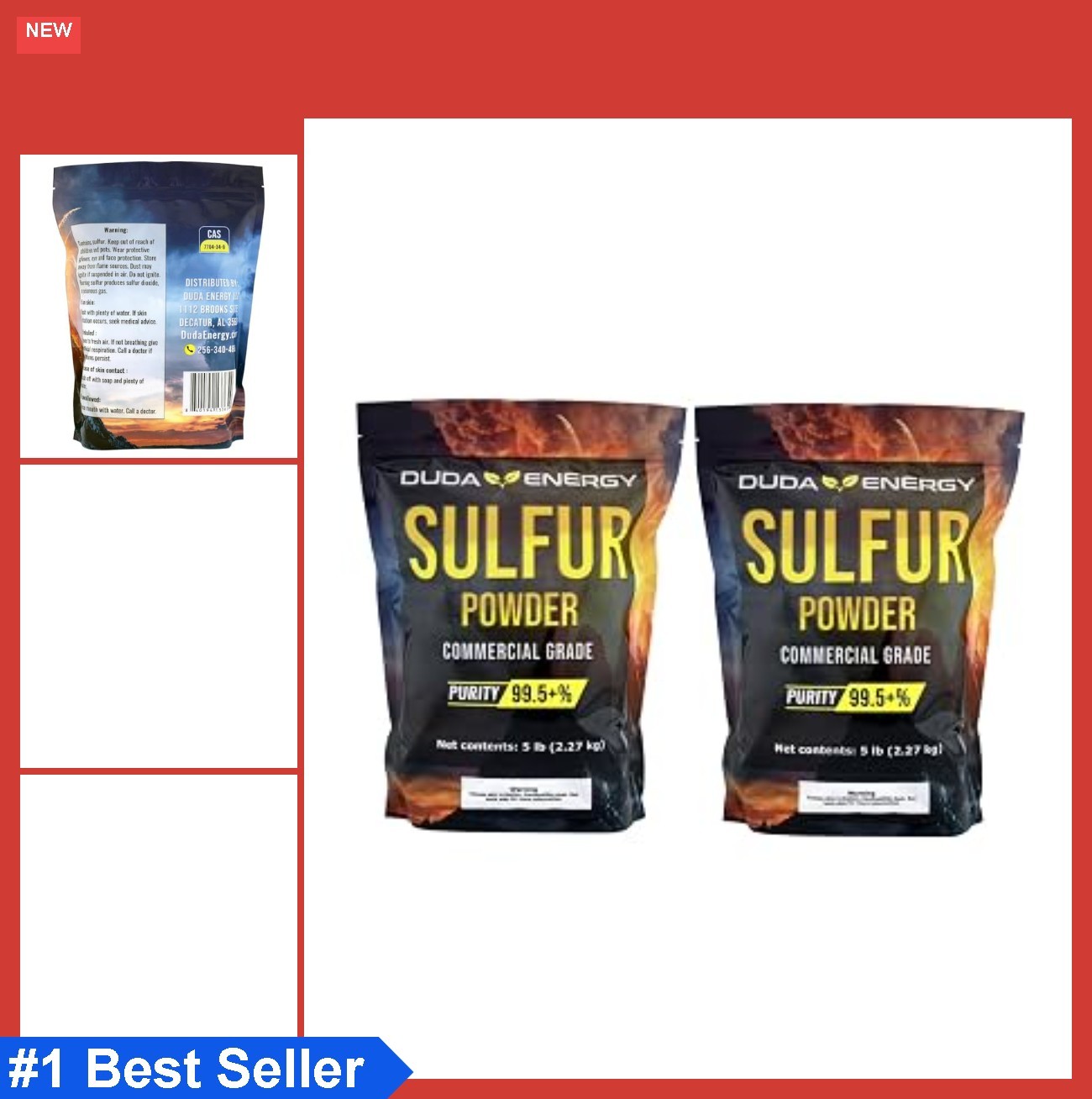 Yellow Sulfur Powder Fertilizer 10 lb 2 x 5 lb Bags 99.5 Percent Pure for Soil