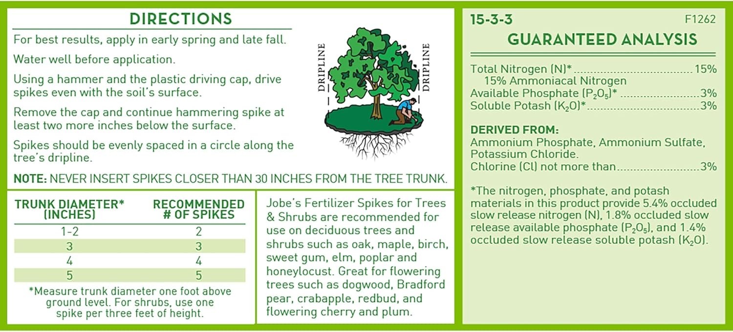 Jobe’s Slow Release Tree and Shrub Fertilizer Spikes, Easy Plant Care for Oak…