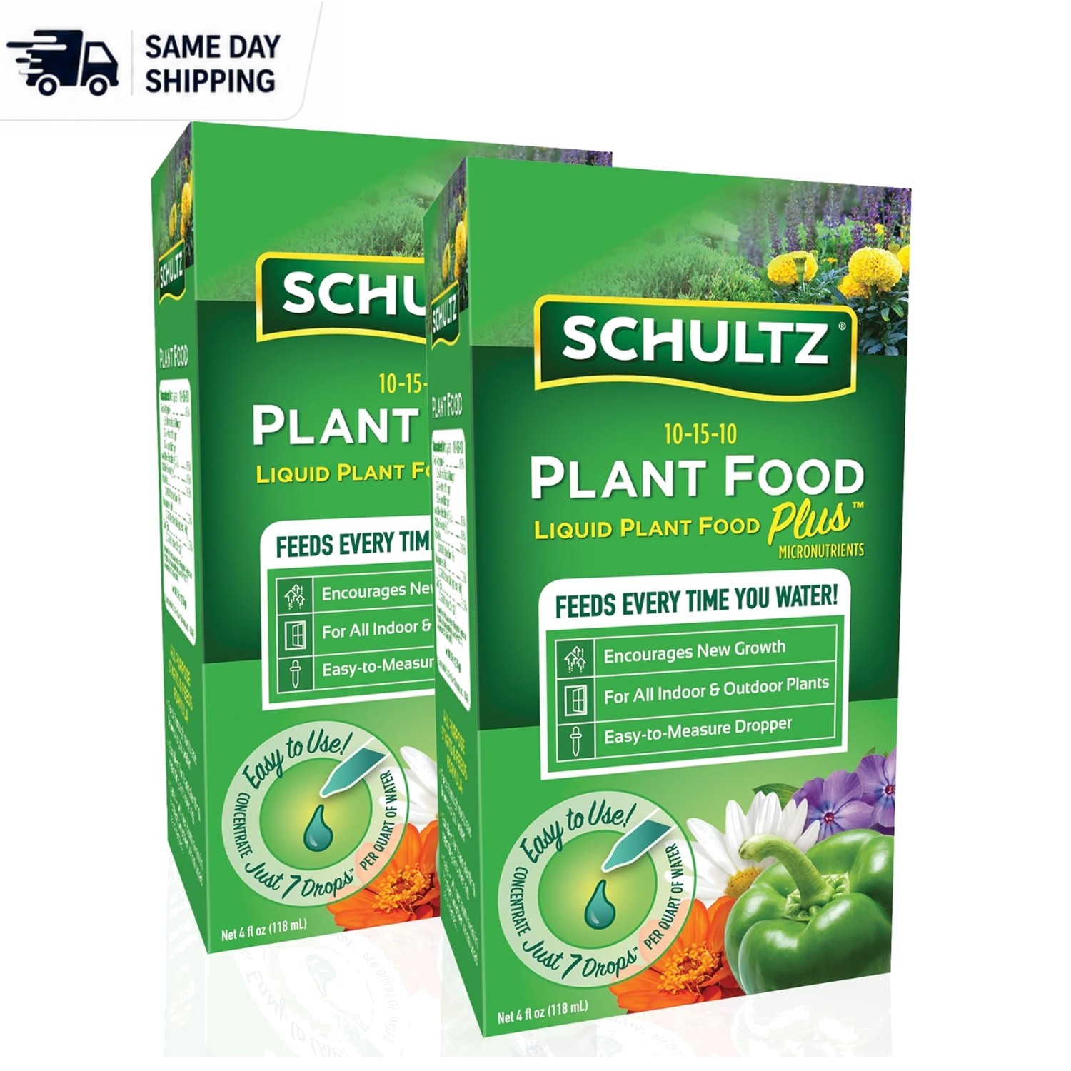 10-15-10 Plant Food Plus – 4-Ounce Liquid Nutrients for Healthy Plants (2-Pack)