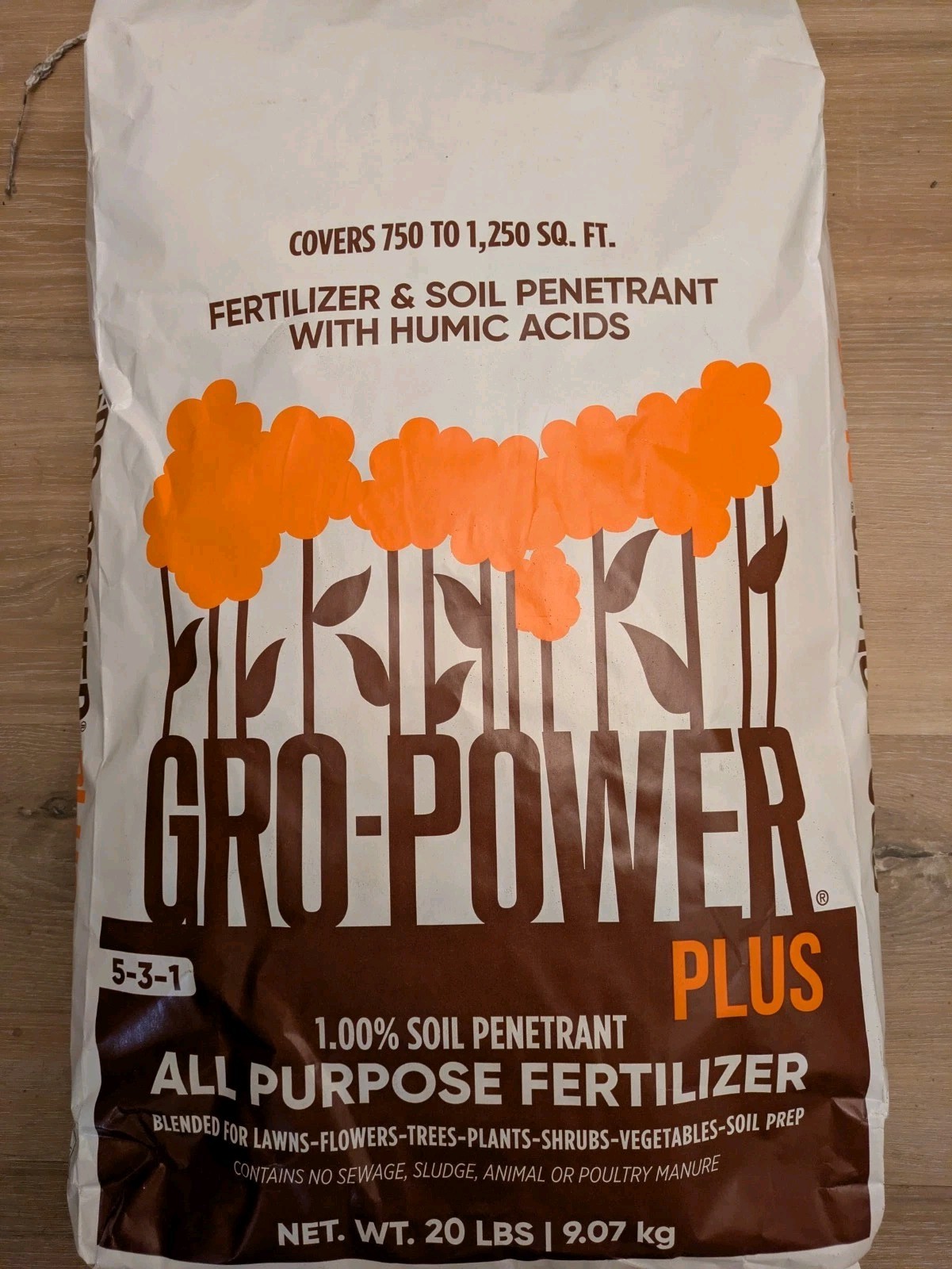 Gro-Power Plus 5-3-1 All Purpose Fertilizer 20 lb Bag w/ Humic Acids Soil Penetr