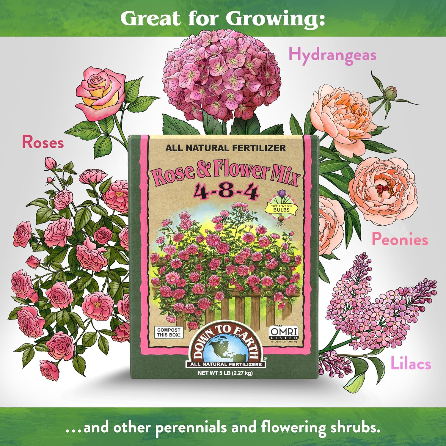 Organic Rose & Flower Mix – Plant Food For Roses, Bulbs, Flowers, Ornamentals