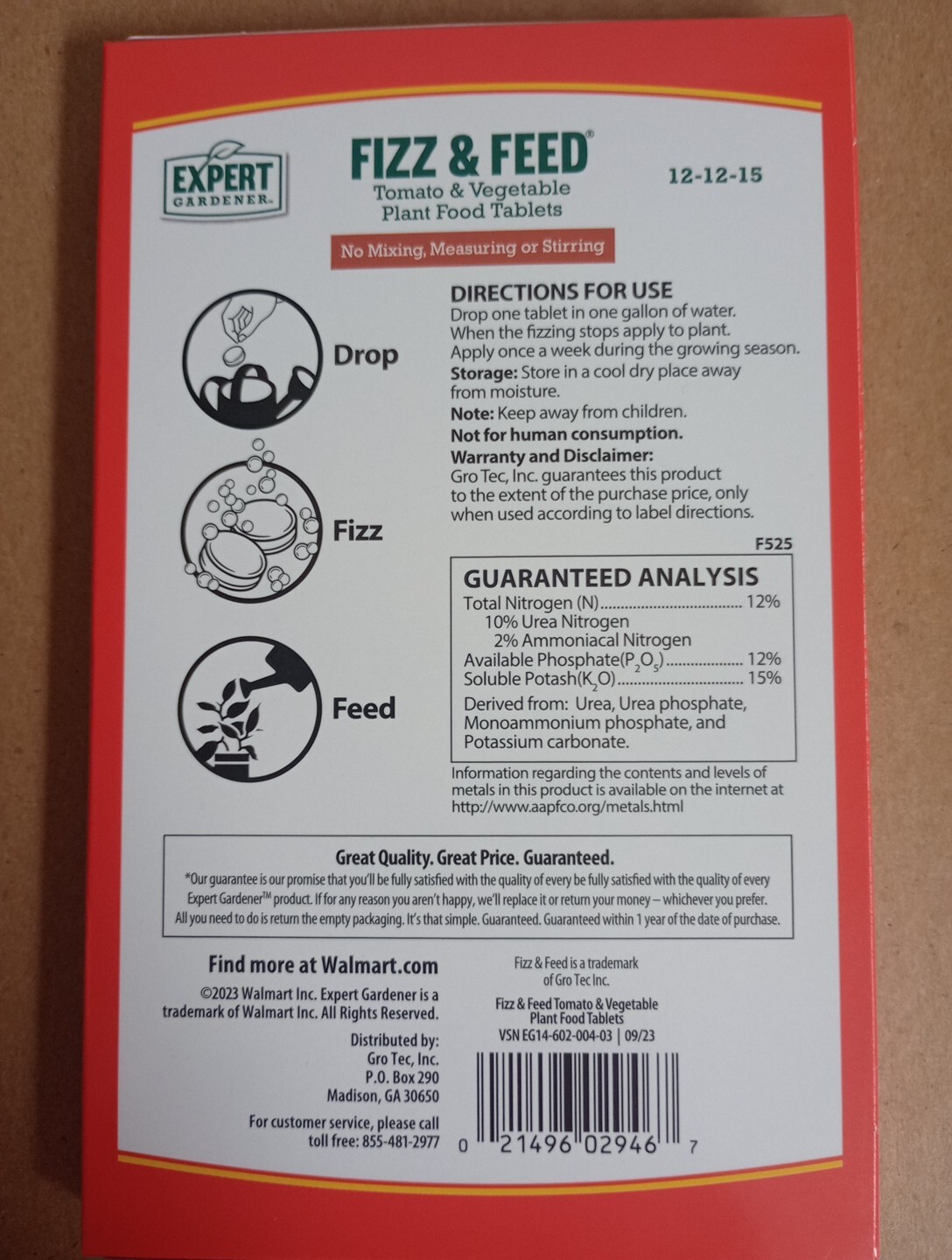 Expert Gardener Fizz and Feed, Tomato and Vegetable Plant Food Tablets, 12-12-15