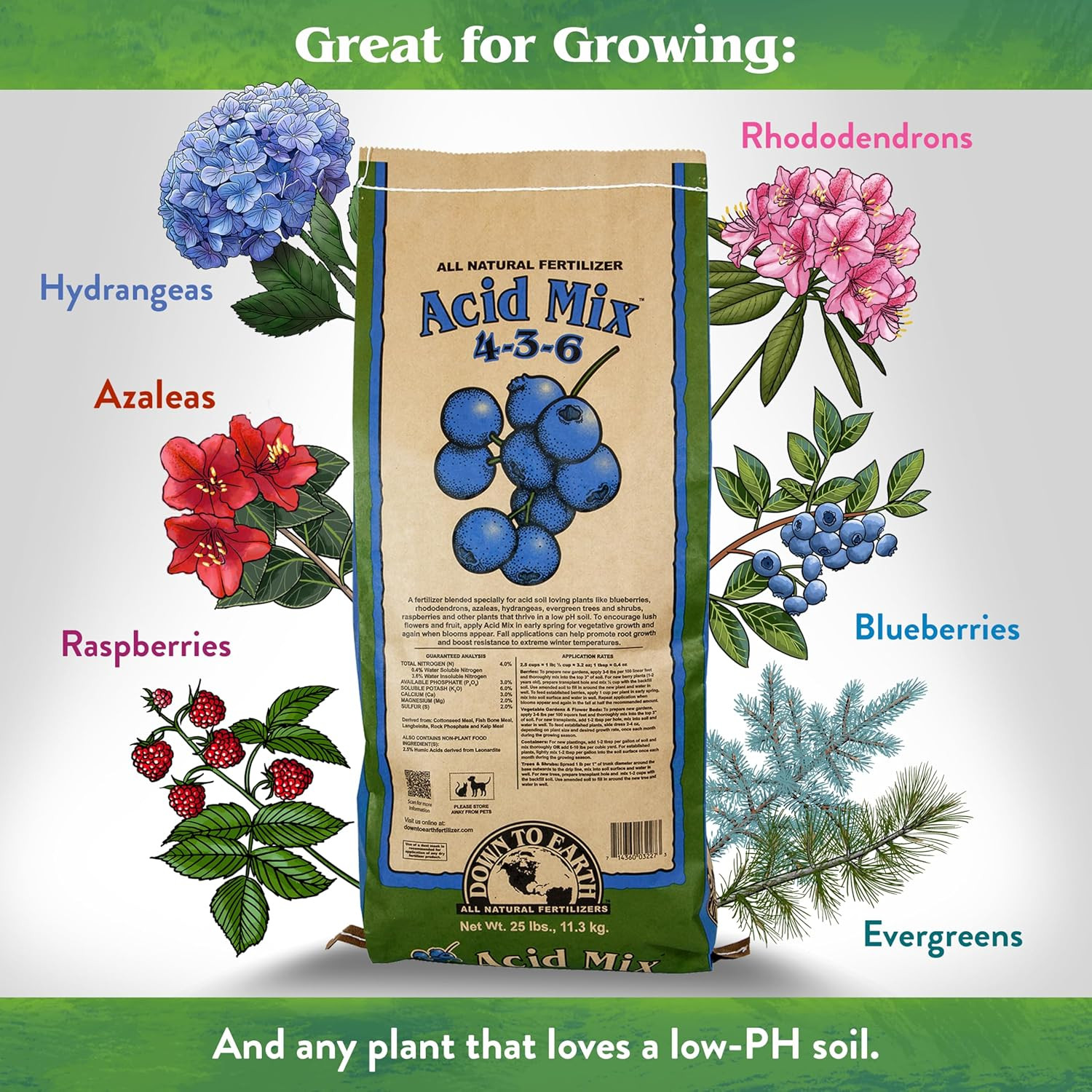 Down to Earth All Natural Fertilizers Organic Acid Mix – Plant Food for Blueberr