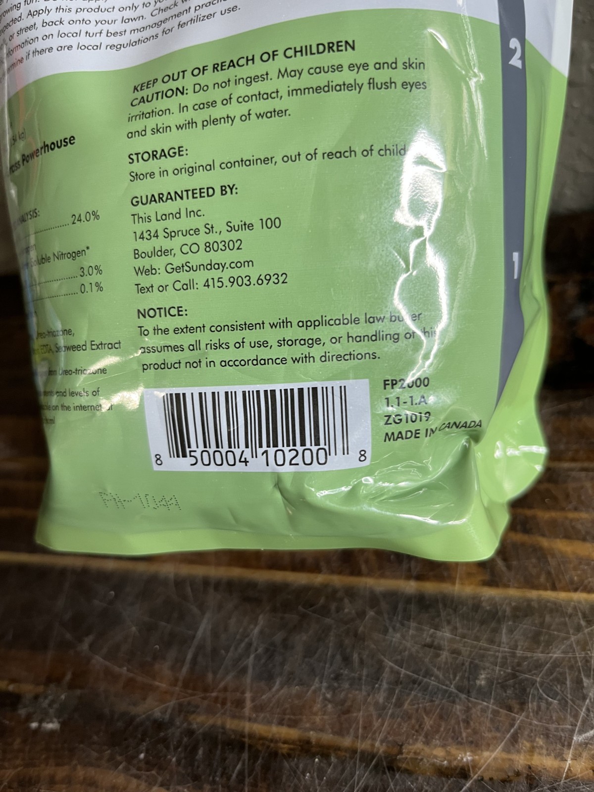 Sunday Grass Powerhouse Lawn Fertilizer 42.3oz Pouch Lot of 2 Covers 10,000 sqft
