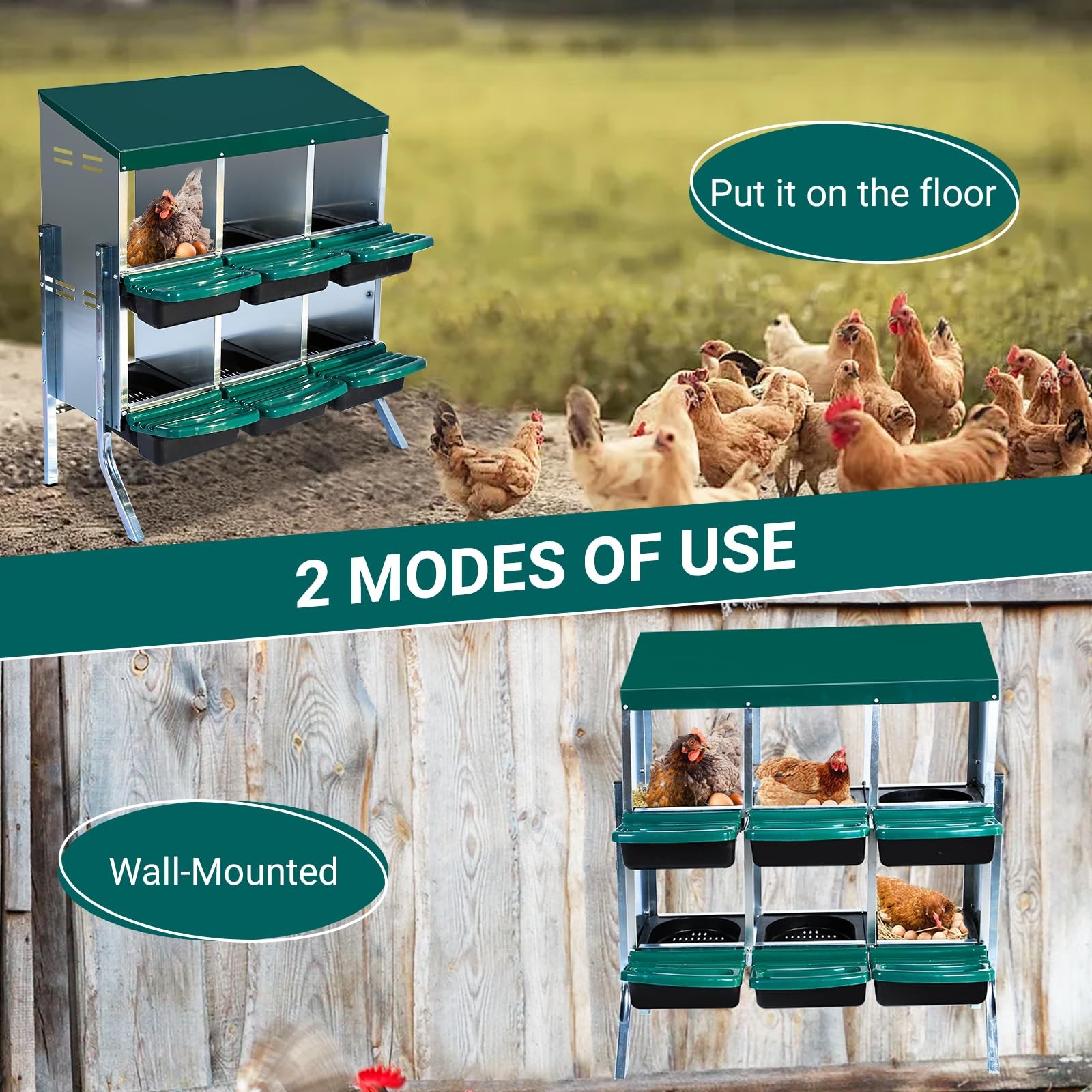 Mochalight Chicken Nesting Box6 Compartment Roll Away Nesting For Laying