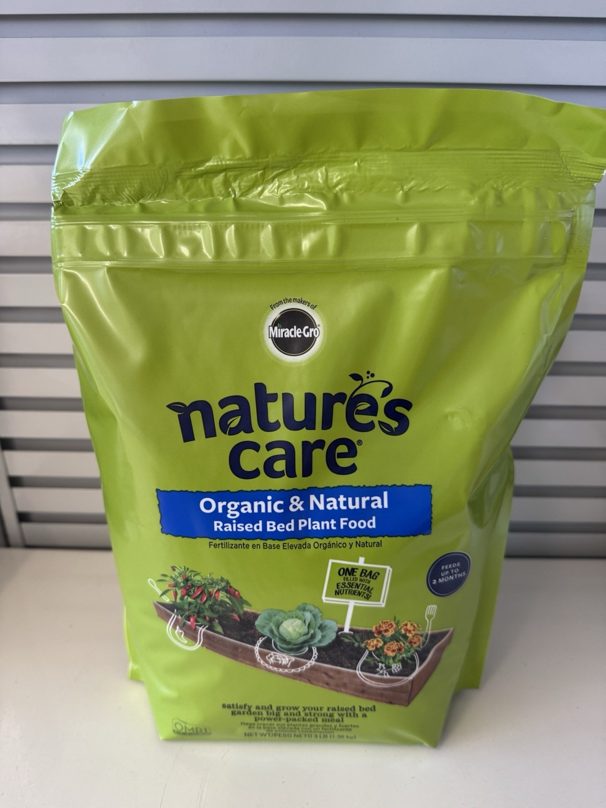 One – 3 lb Bag Miracle-Gro Nature’s Care Flower and Vegetable Food Single Bag