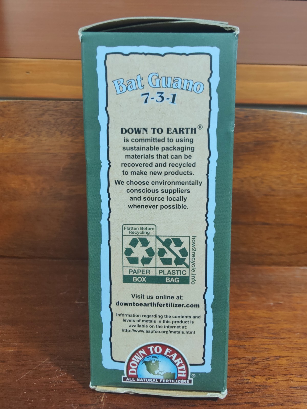 Down To Earth Bat Guano 7-3-1 All Organic Fertilizer 4oz (.12kg). Small Box.