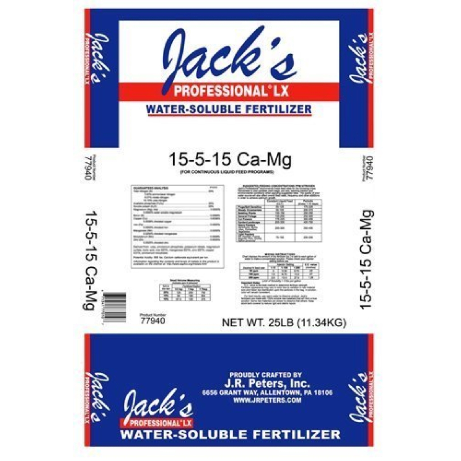 Jack’s Professional 15-5-15 CA-MG Comprehensive Water-Soluble Fertilizer, 25lbs