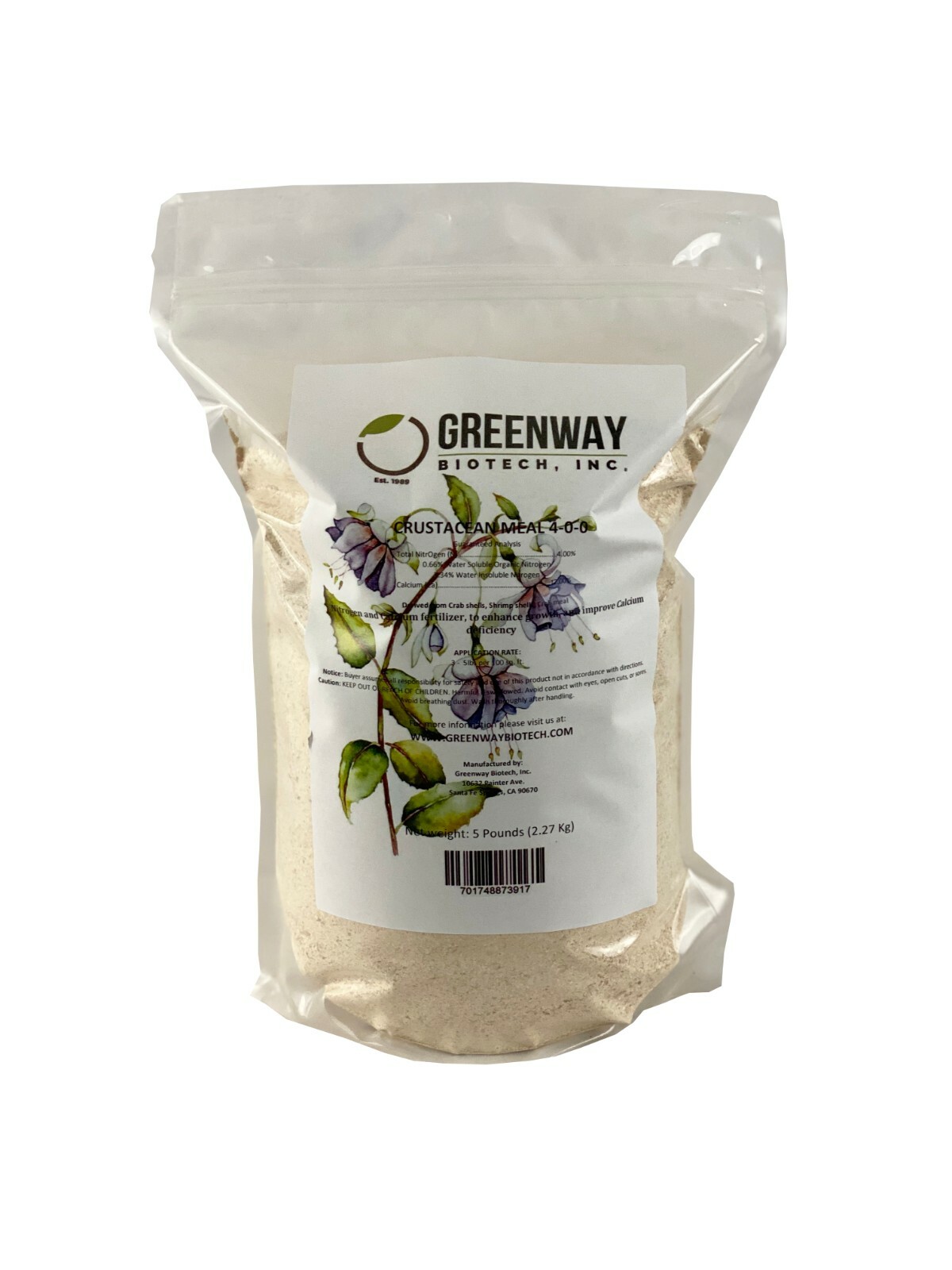 Crustacean Meal Fertilizer 4-0-0 Contains Nitrogen and Calcium – 5 Pounds
