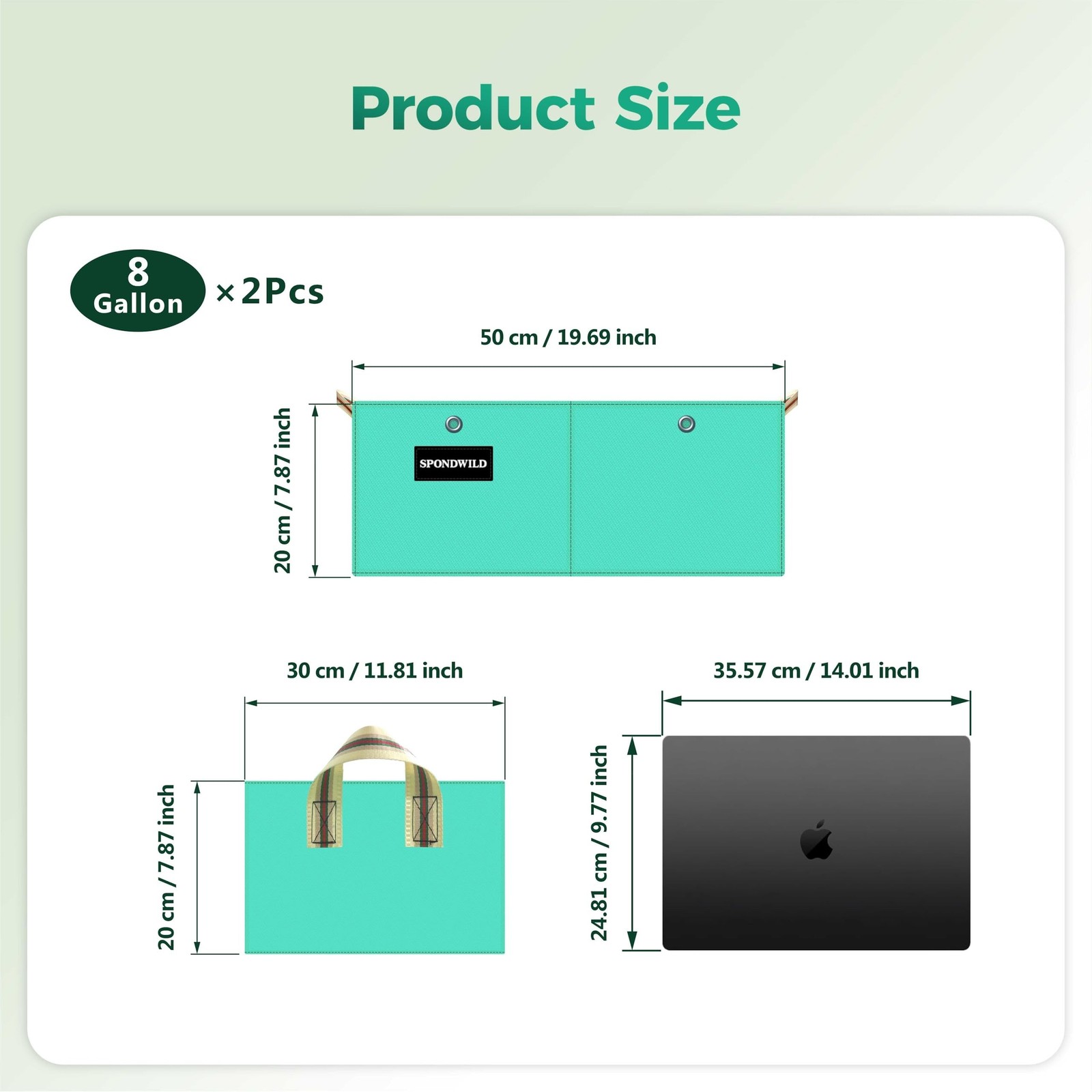 2 Pcs 8 Gallon Rectangle Grow Bags for Growing Vegetables, Reusable Plant Con…