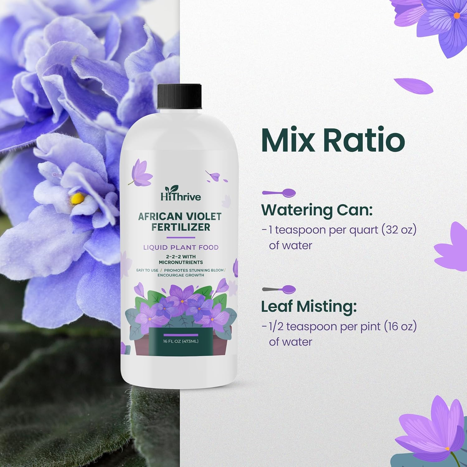 16Oz African Violet Fertilizer for African Violets Live Plants – Makes 24 Gallon