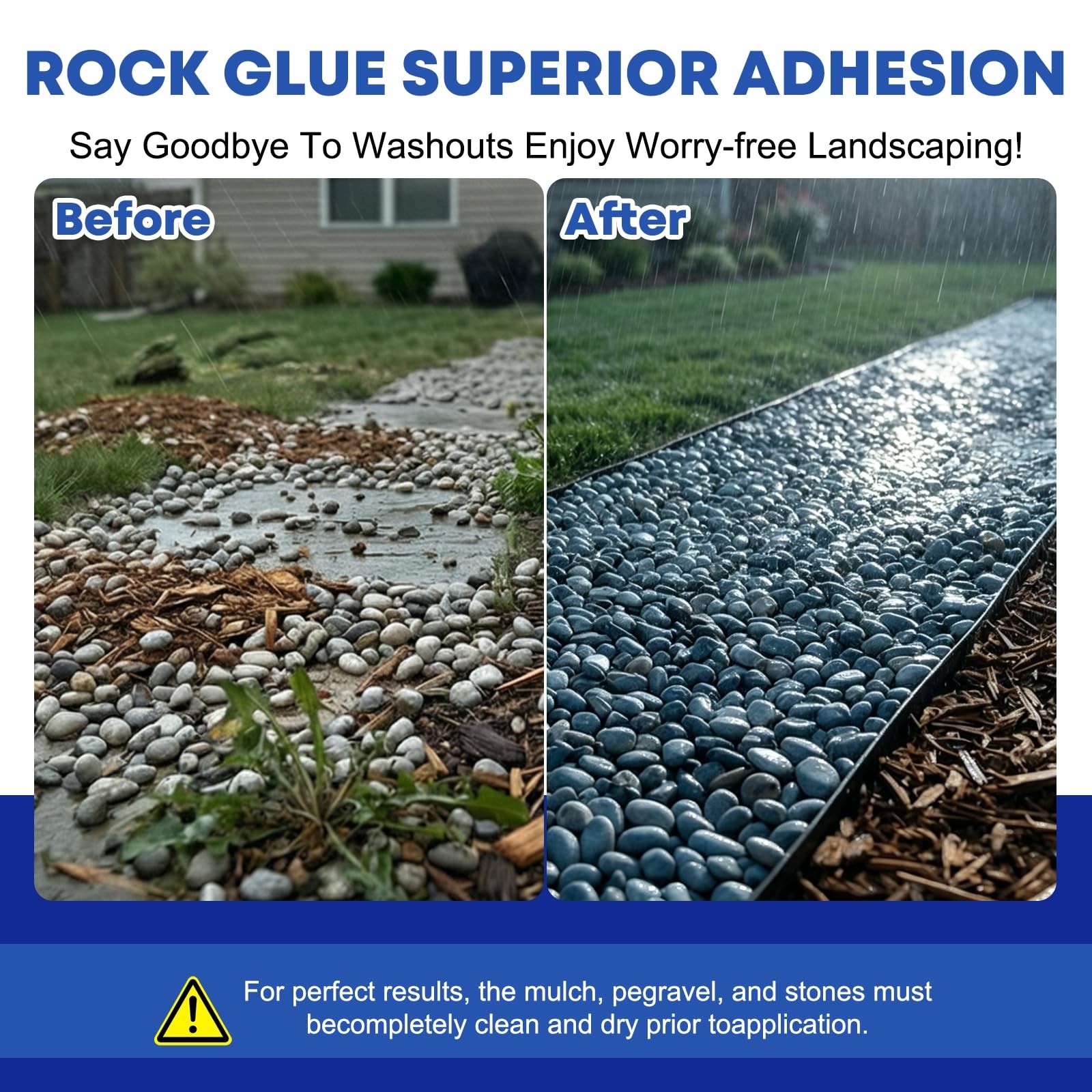 Mulch Glue for Landscaping, 1 Gallon Ready-to-Use Rock & Gravel Glue, Fast-Dr…