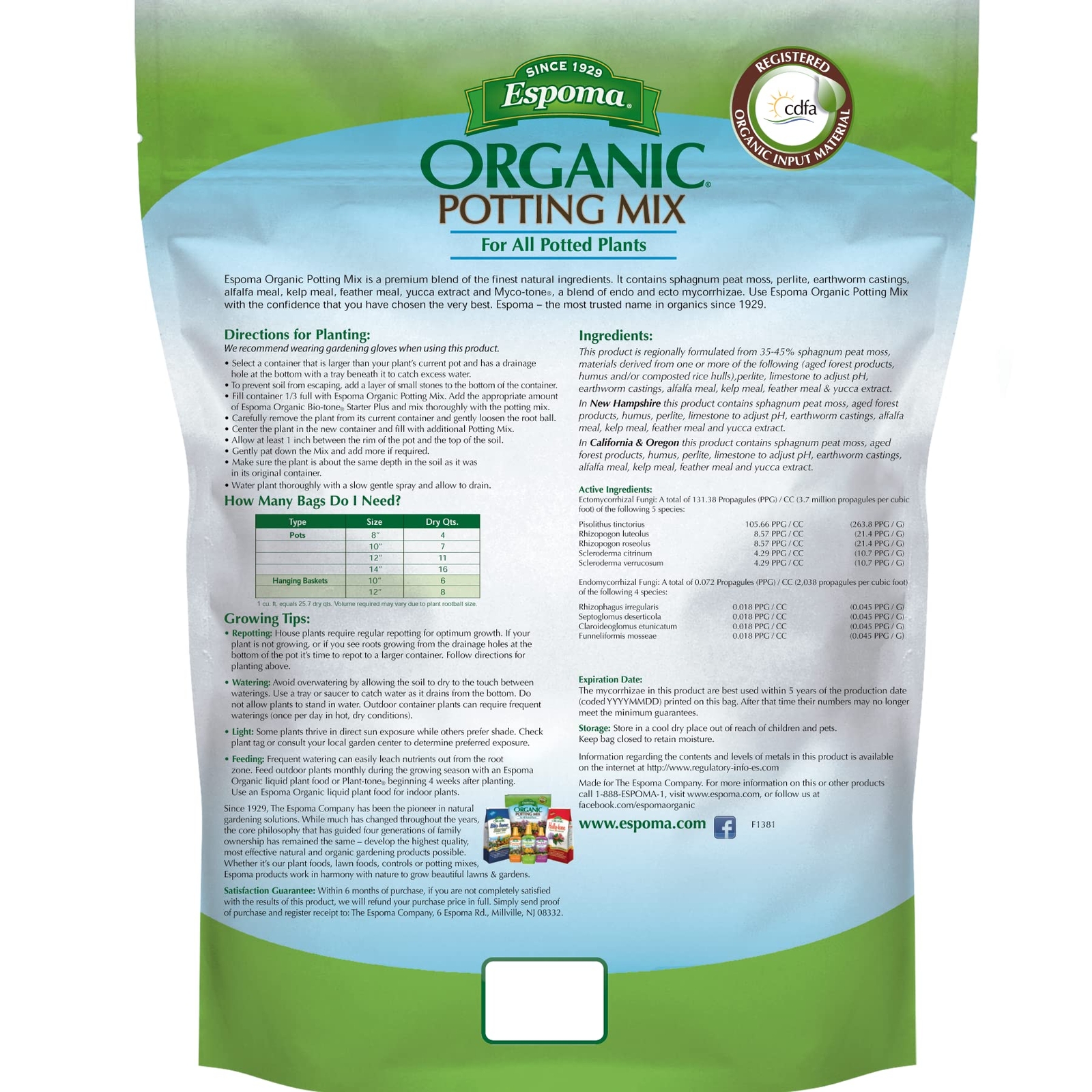8 Quart Organic Potting Soil for Indoor Outdoor Plants Vegetables Flowers