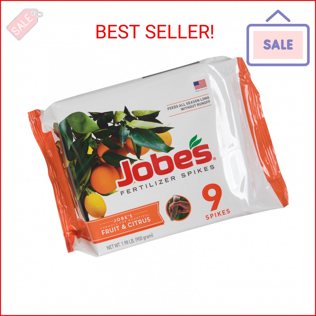 Jobe’s Garden Fertilizer Spikes, Easy Plant Care Slow Release Fertilizer for Fru