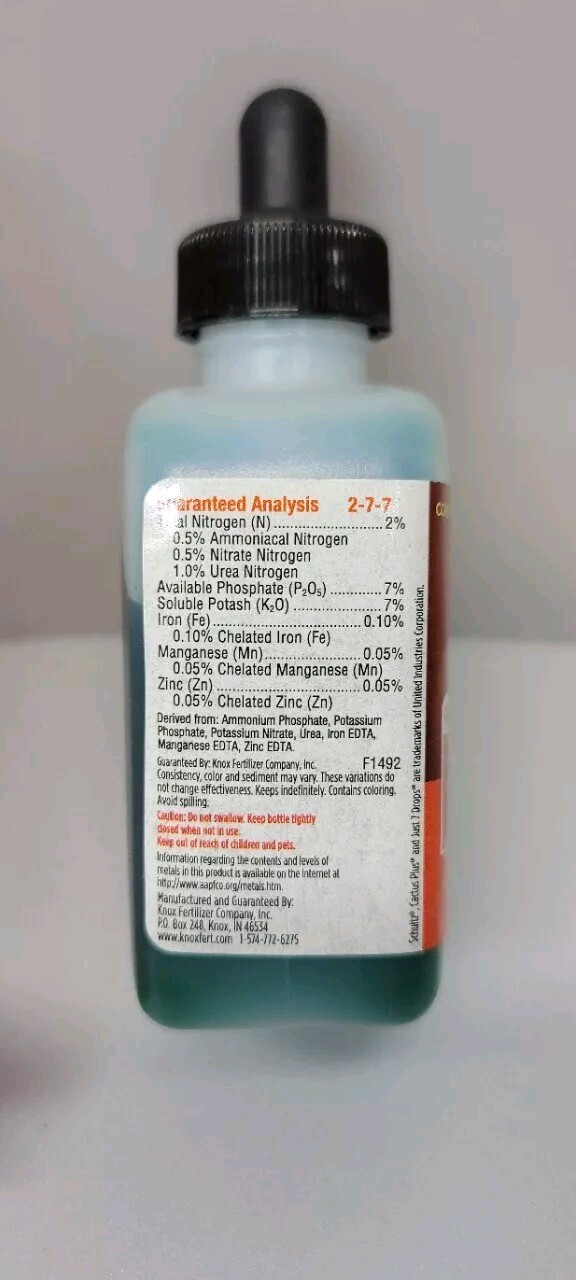 Schultz Liquid Cactus Plant Food 2-7-7 Succulents Jade Aloe Vera 4 oz. w Dropper