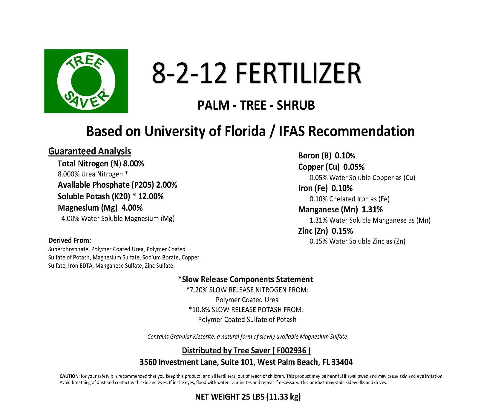 8-2-12 Palm Fertilizer – 25LBS. Palm,Trees and Shrub Fertilizer. Slow Release Fe