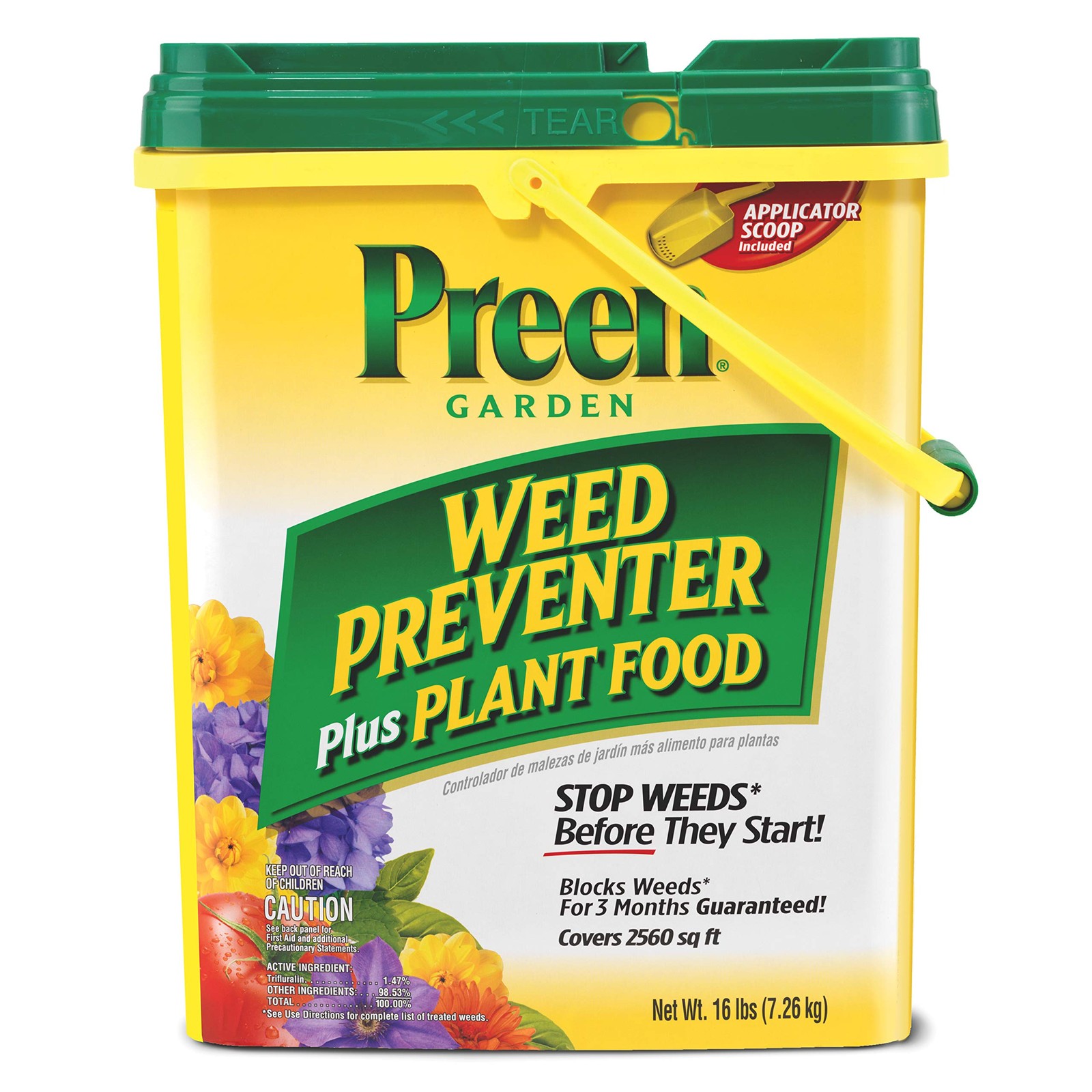 16 lb Weed and Moss Control Agent Garden Fertilizer for 2560 sq ft 3 Month Use