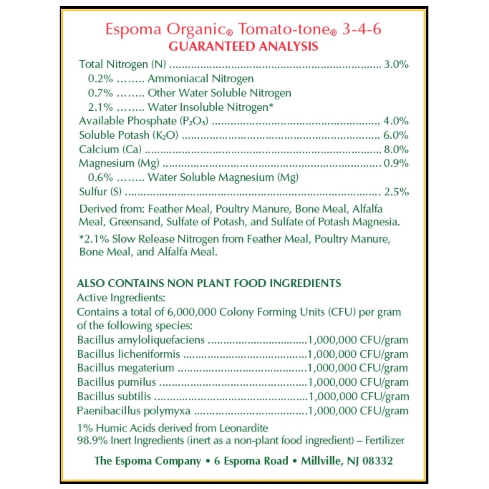 Espoma Organic Tomato-tone 3-4-6 with 8% Calcium, Plant Food , 4lb bag