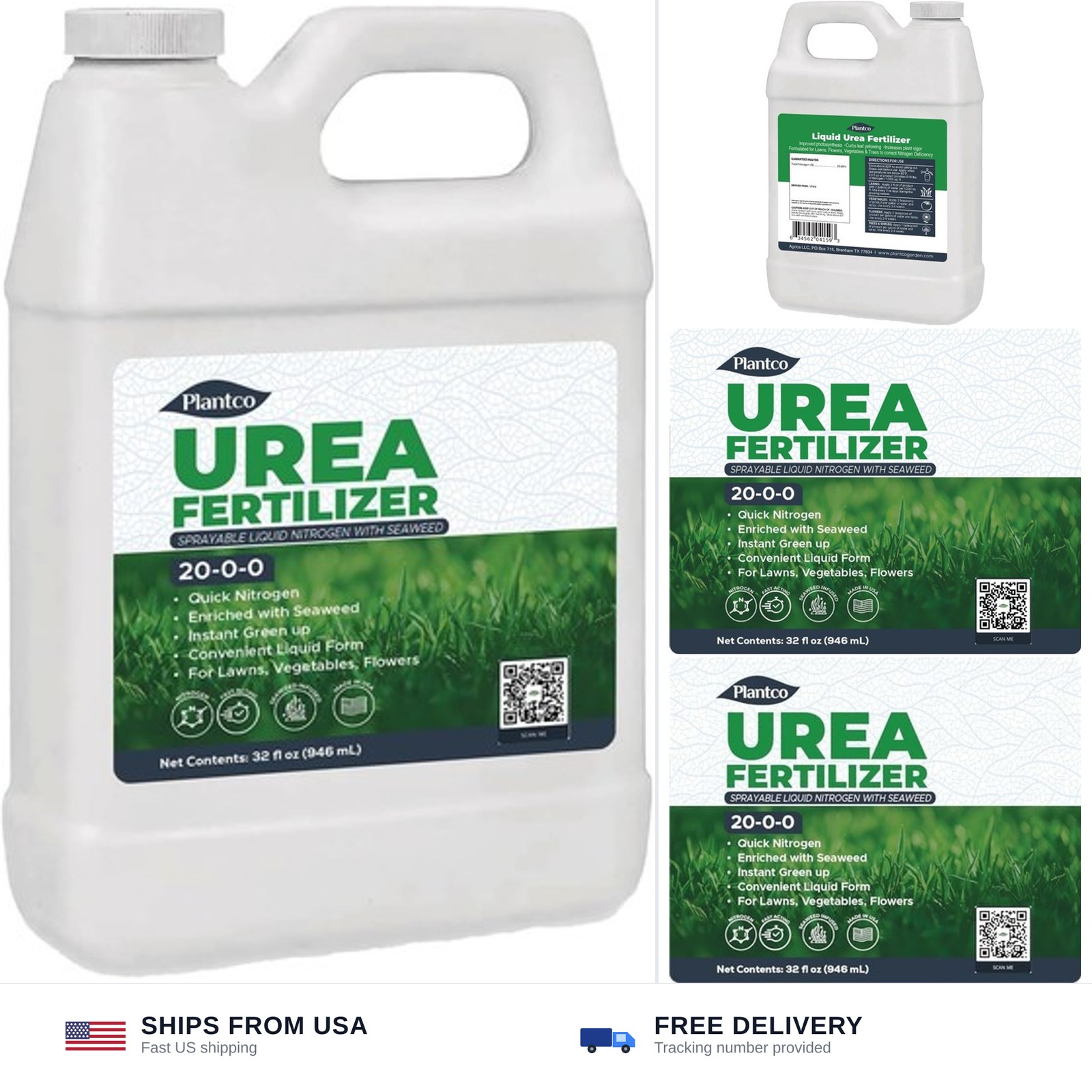 Liquid Urea Fertilizer with Seaweed | 20-0-0 Sprayable Nitrogen Fertilizer | …