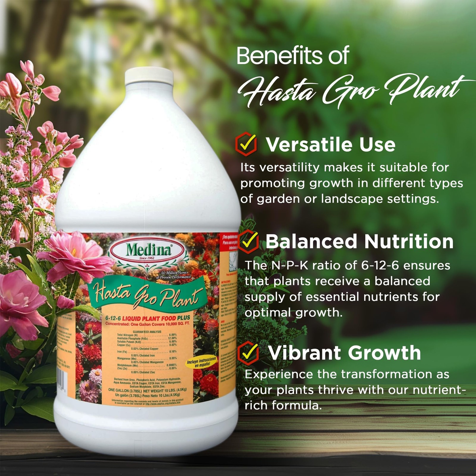 Medina HastaGro Plant Food 6-12-6 Liquid Fertilizer – Natural Plant Fertilize…