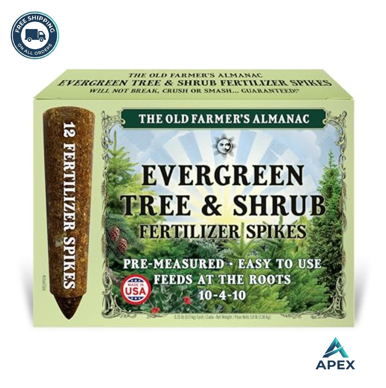 Fertilizer Spikes for Evergreen Trees and Shrubs 10-4-10 Formula 12 Count