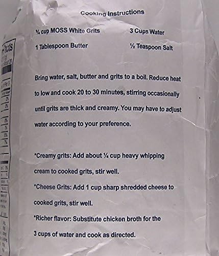 Moss Water Ground White Corn Grits 2 Lbs (Pack of 2)
