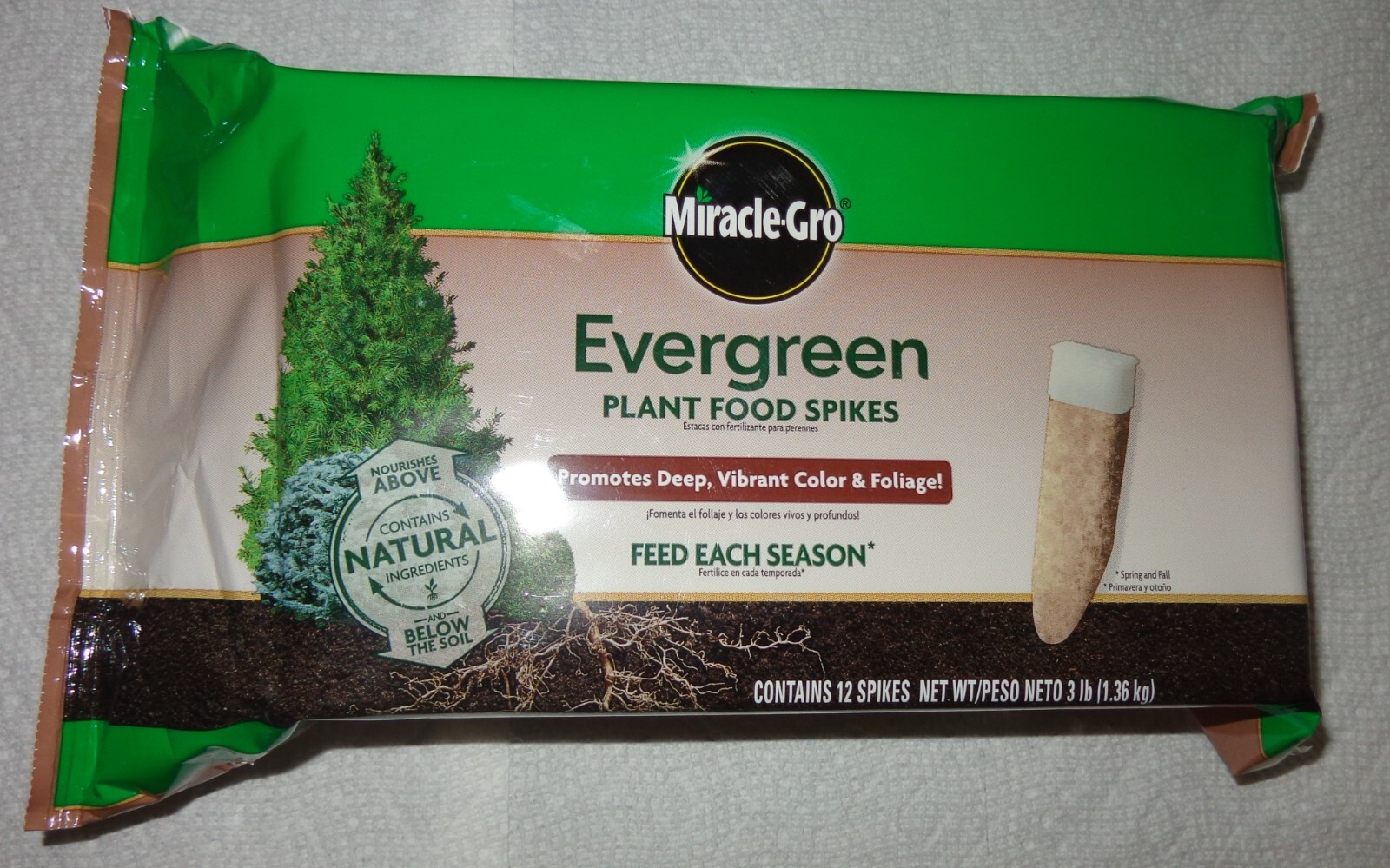 TWO PACKAGES OF 12 MIRACLE-GRO EVERGREEN TREE SHRUB PLANT FOOD 24 SPIKES 2021