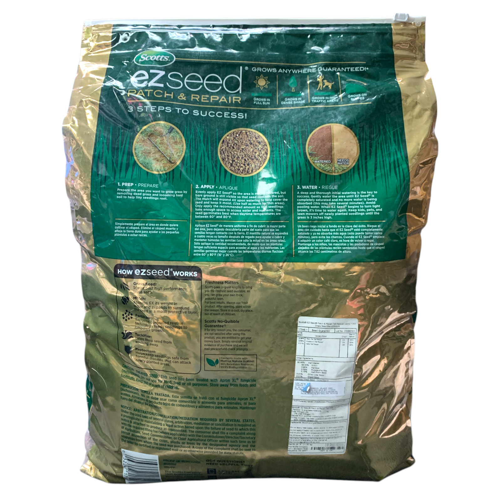 Scotts EZ Seed Patch and Repair Grass Seed, Tall Fescue Lawns, 25lb, 556sq.ft.