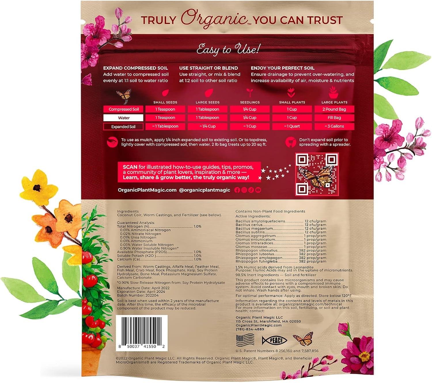 Compressed organic potting soil: 100% organic